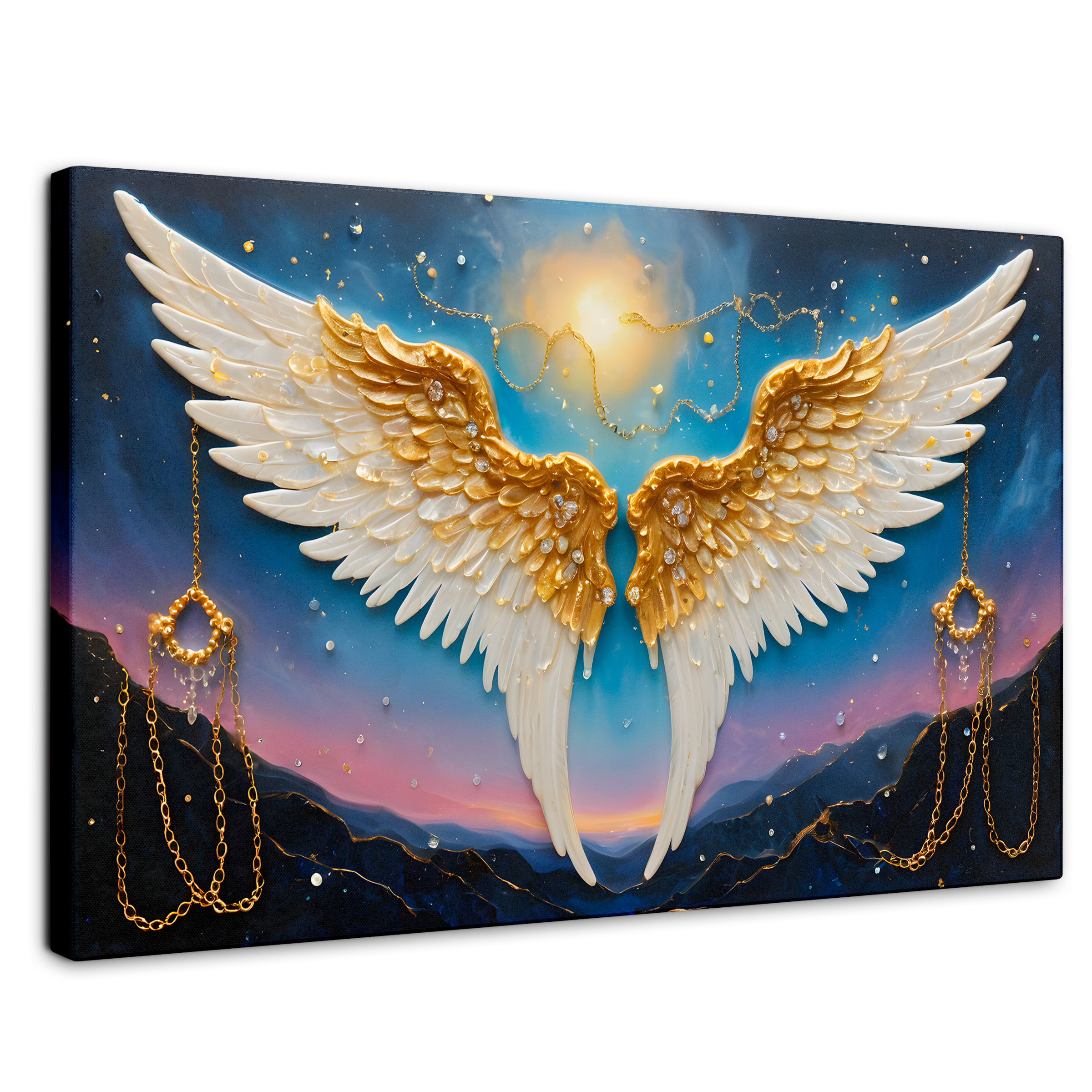 Cuadro Alas De Ángel Canva Plumas Eternas 90x60