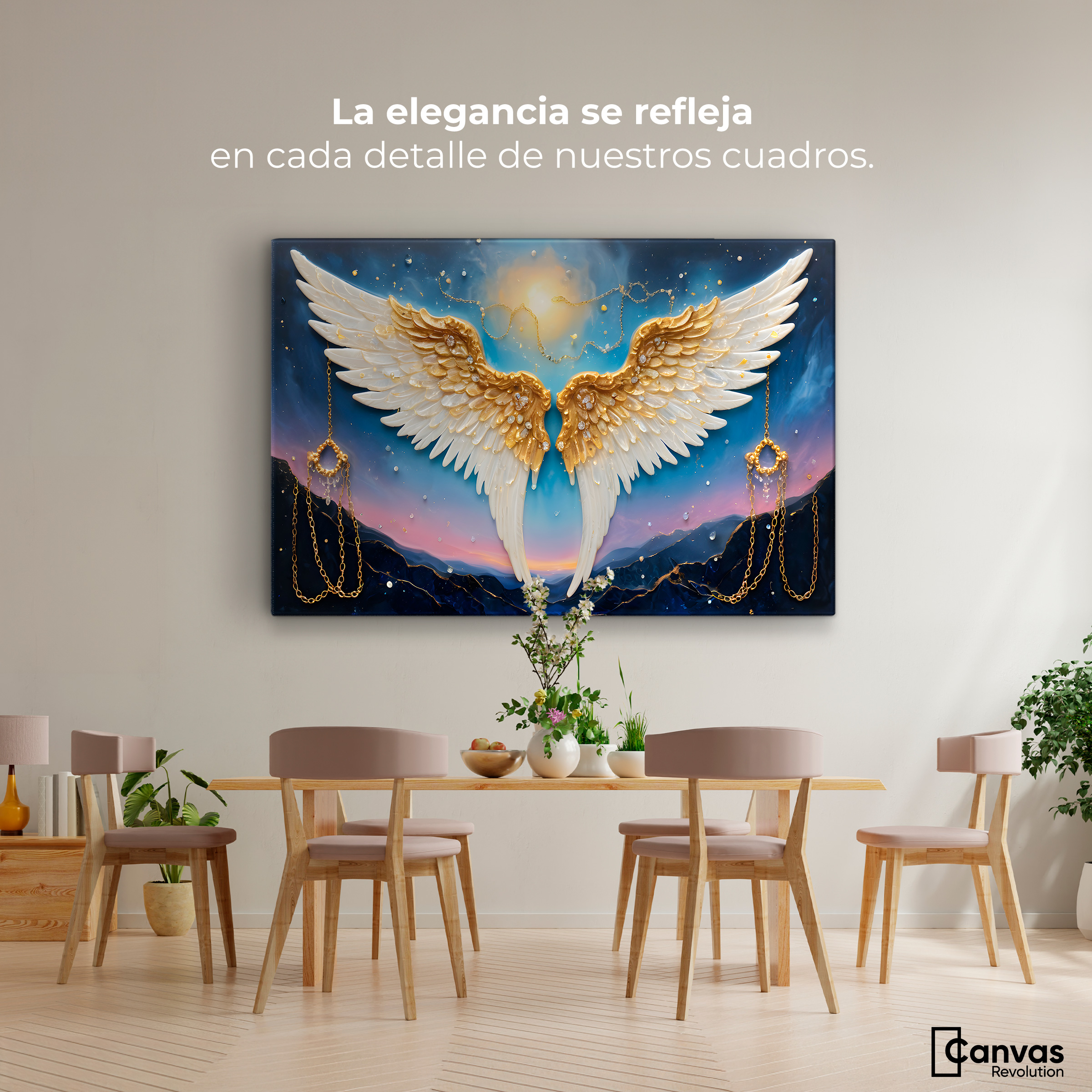 Foto 3 pulgar | Cuadro Alas De Ángel Canva Plumas Eternas 90x60