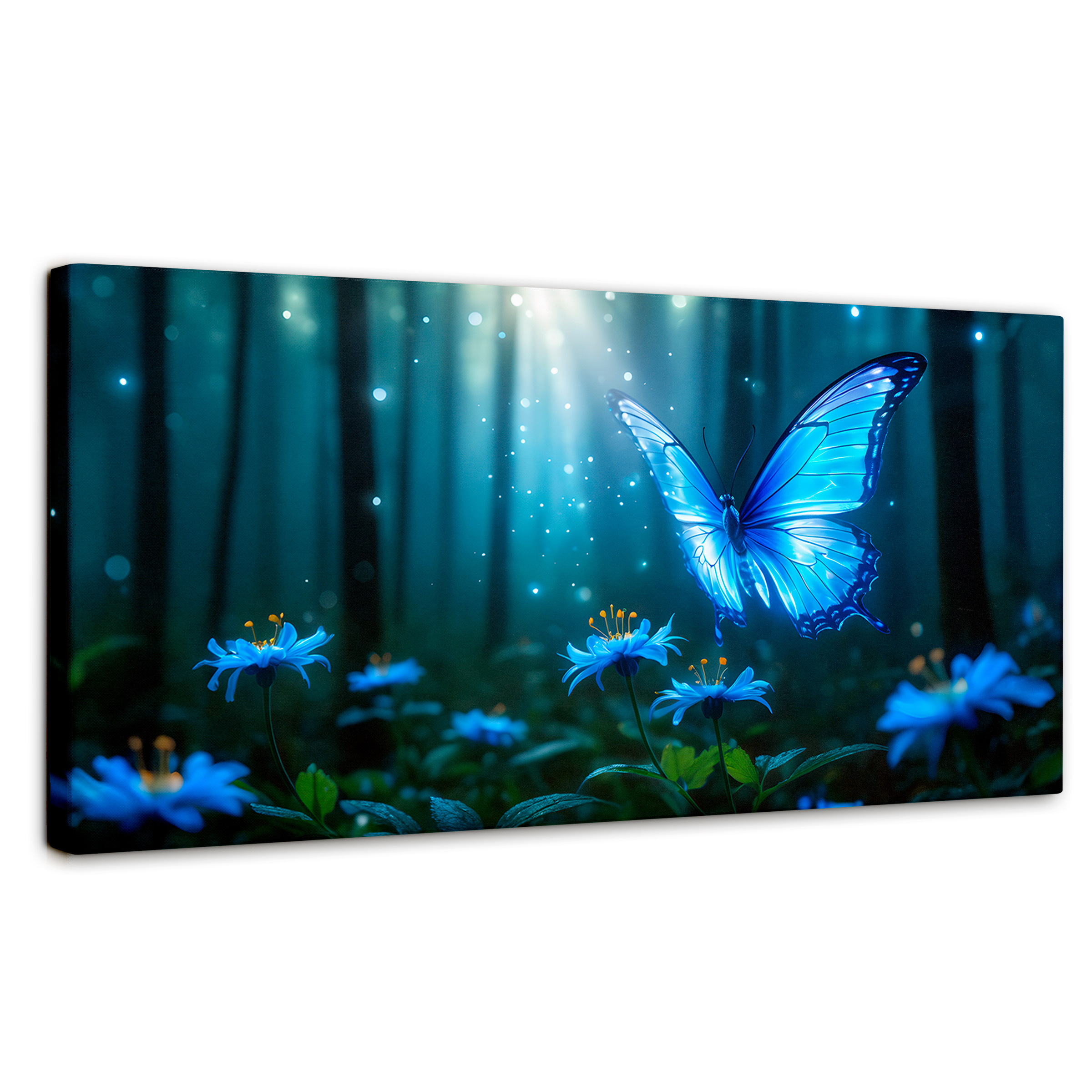 Foto 2 pulgar | Cuadro Mariposas Canvas Bosque Celeste 120x60