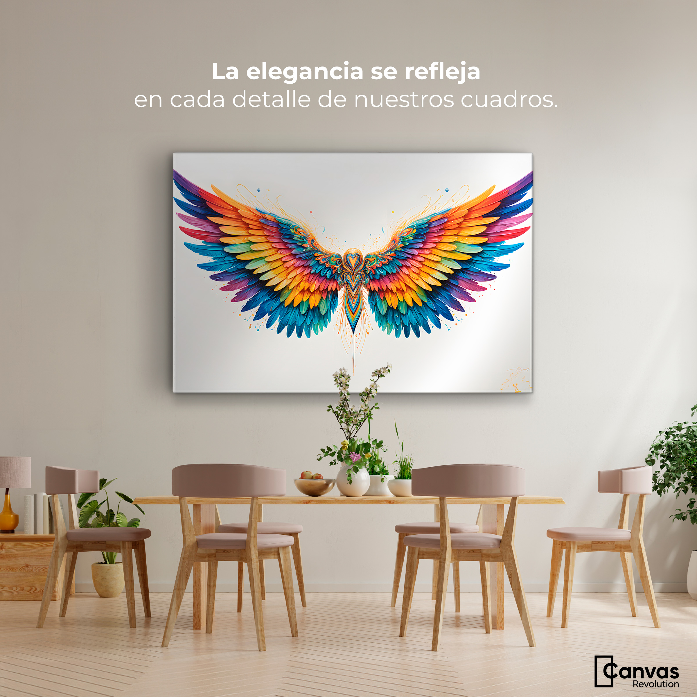 Foto 3 pulgar | Cuadro Alas De Ángel Canvas Alas Color De Ángel 90x60