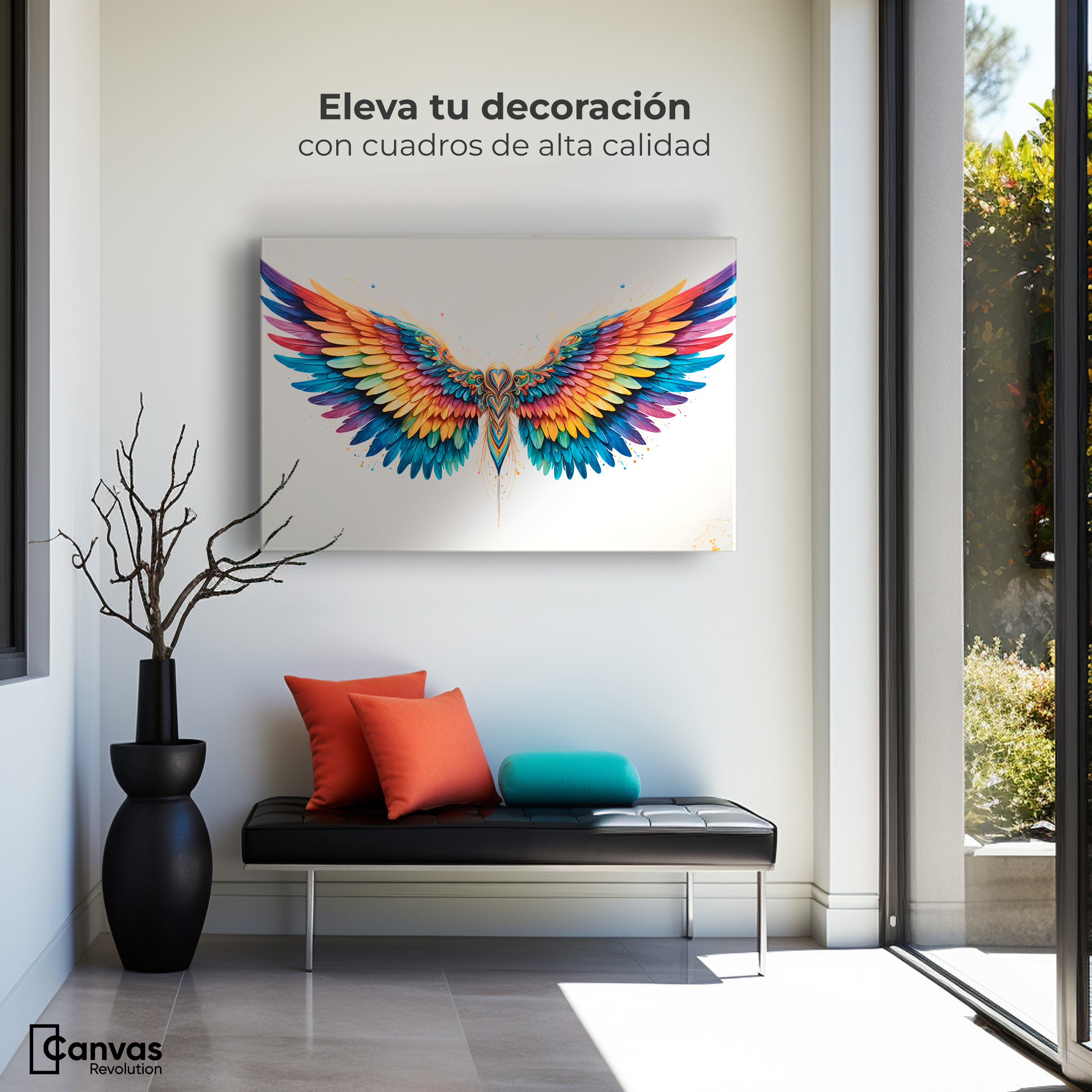 Foto 4 pulgar | Cuadro Alas De Ángel Canvas Alas Color De Ángel 90x60