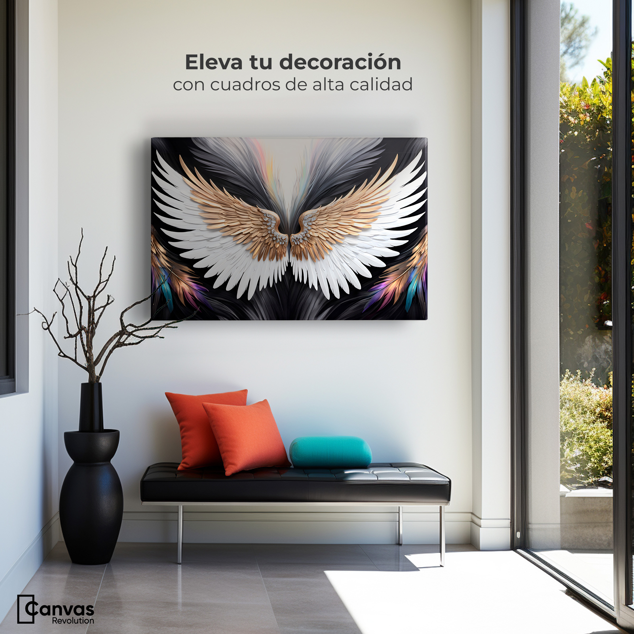 Foto 4 pulgar | Cuadro Alas De Ángel Canvas Alas Vuelo Místico 90x60
