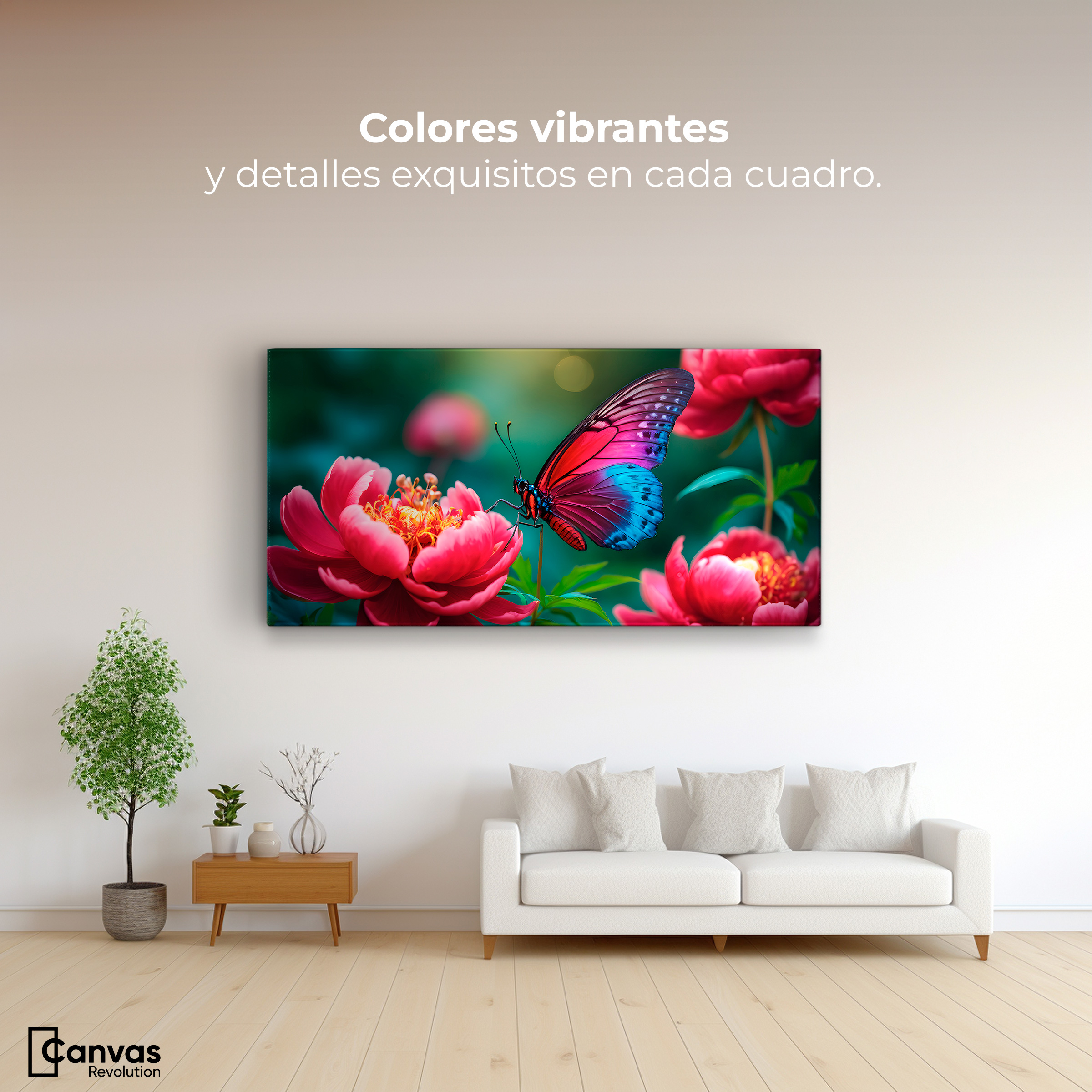 Foto 3 pulgar | Cuadro Mariposas Canvas Flor De Pasión 120x60