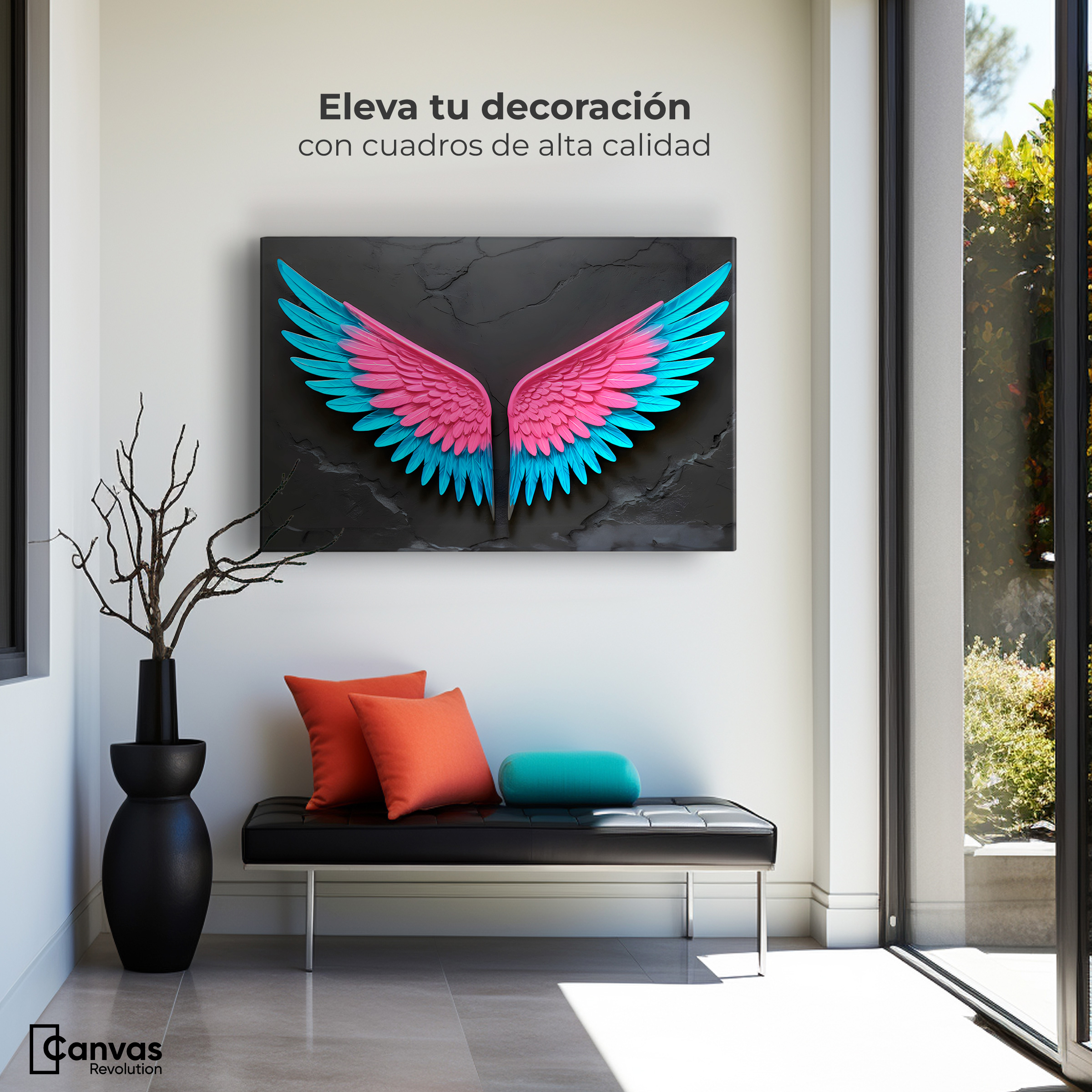 Foto 4 pulgar | Cuadro Alas De Ángel Canvas Alas Vuelo De Luz 90x60
