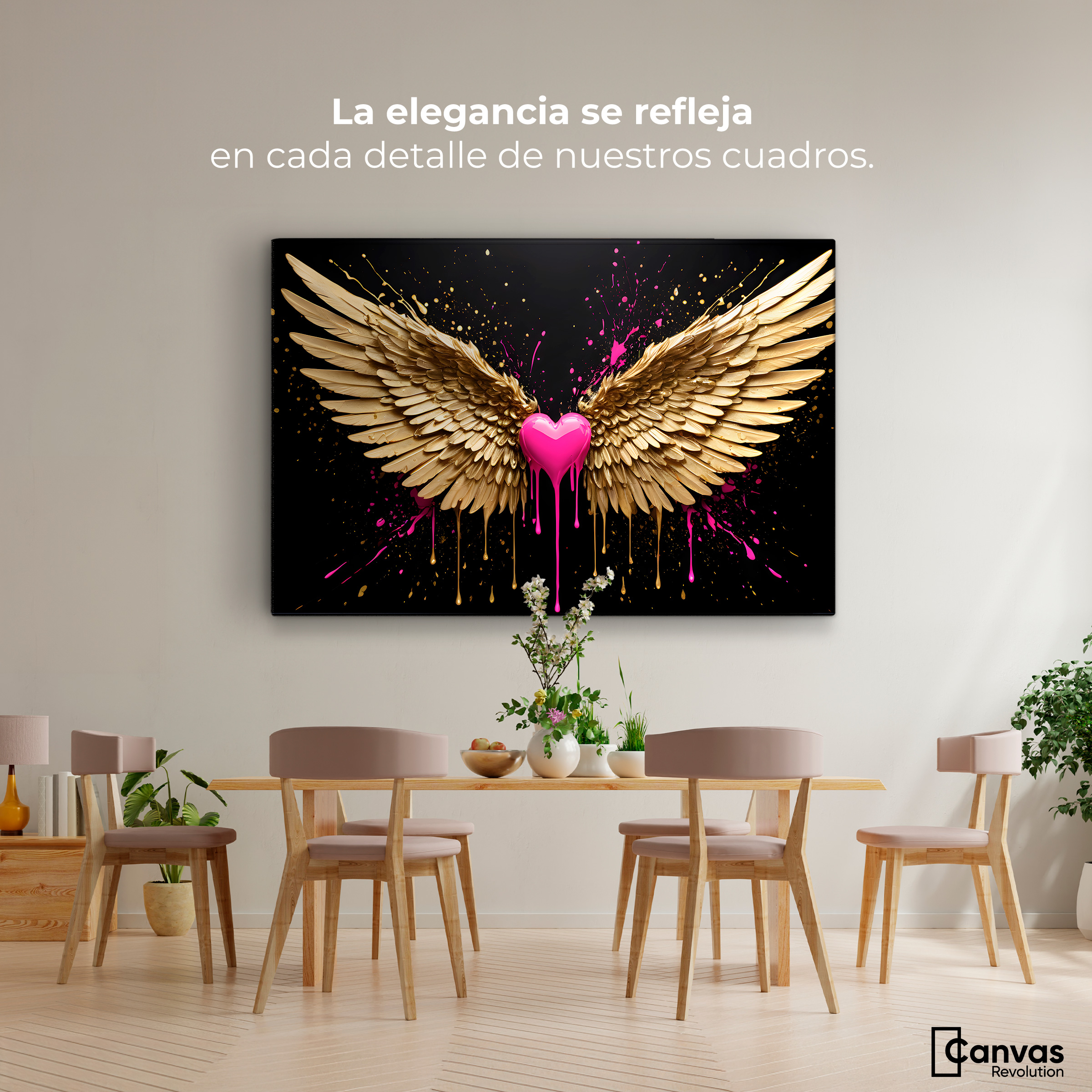 Foto 3 pulgar | Cuadro Alas De Ángel Canvas Corazón Divino 90x60