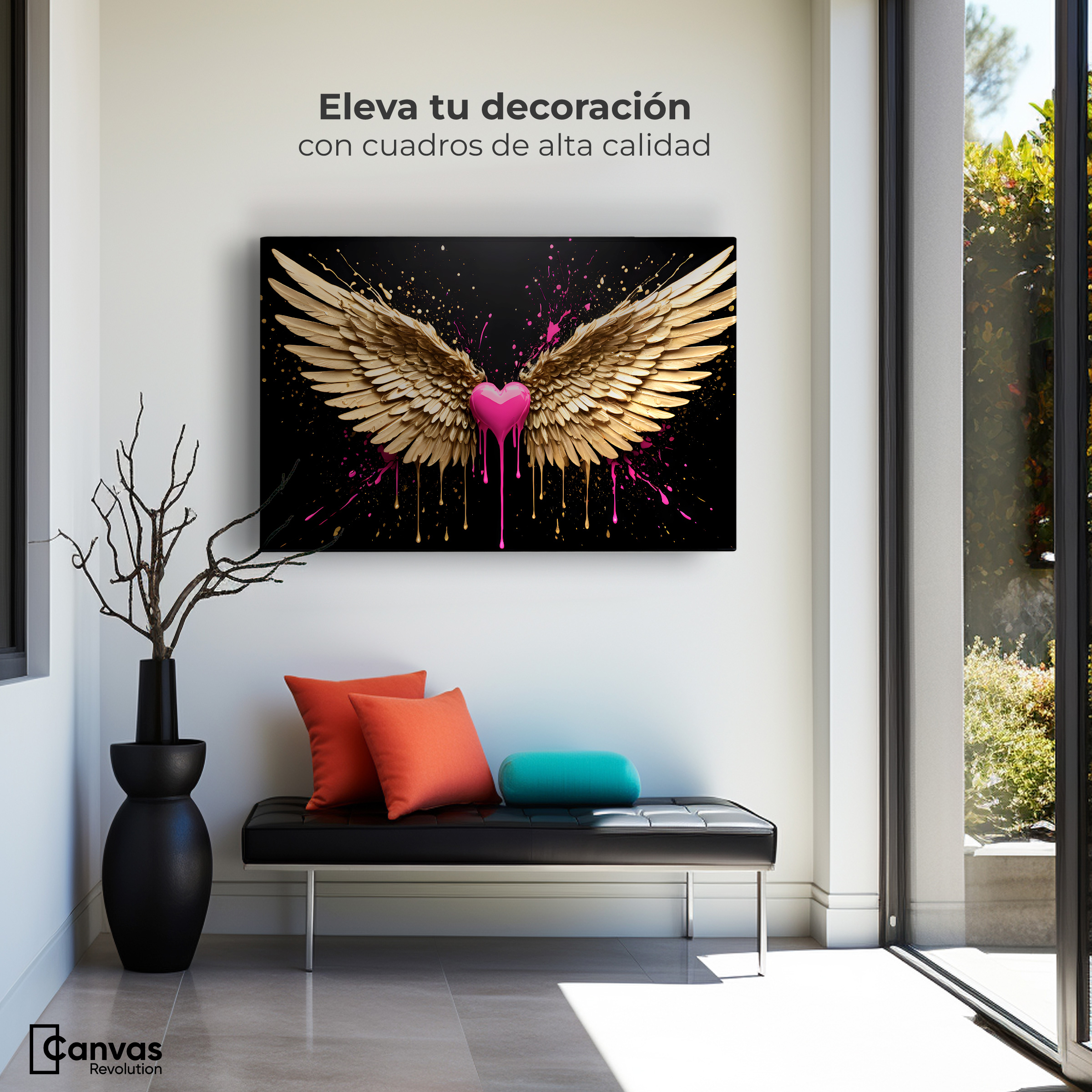 Foto 4 pulgar | Cuadro Alas De Ángel Canvas Corazón Divino 90x60