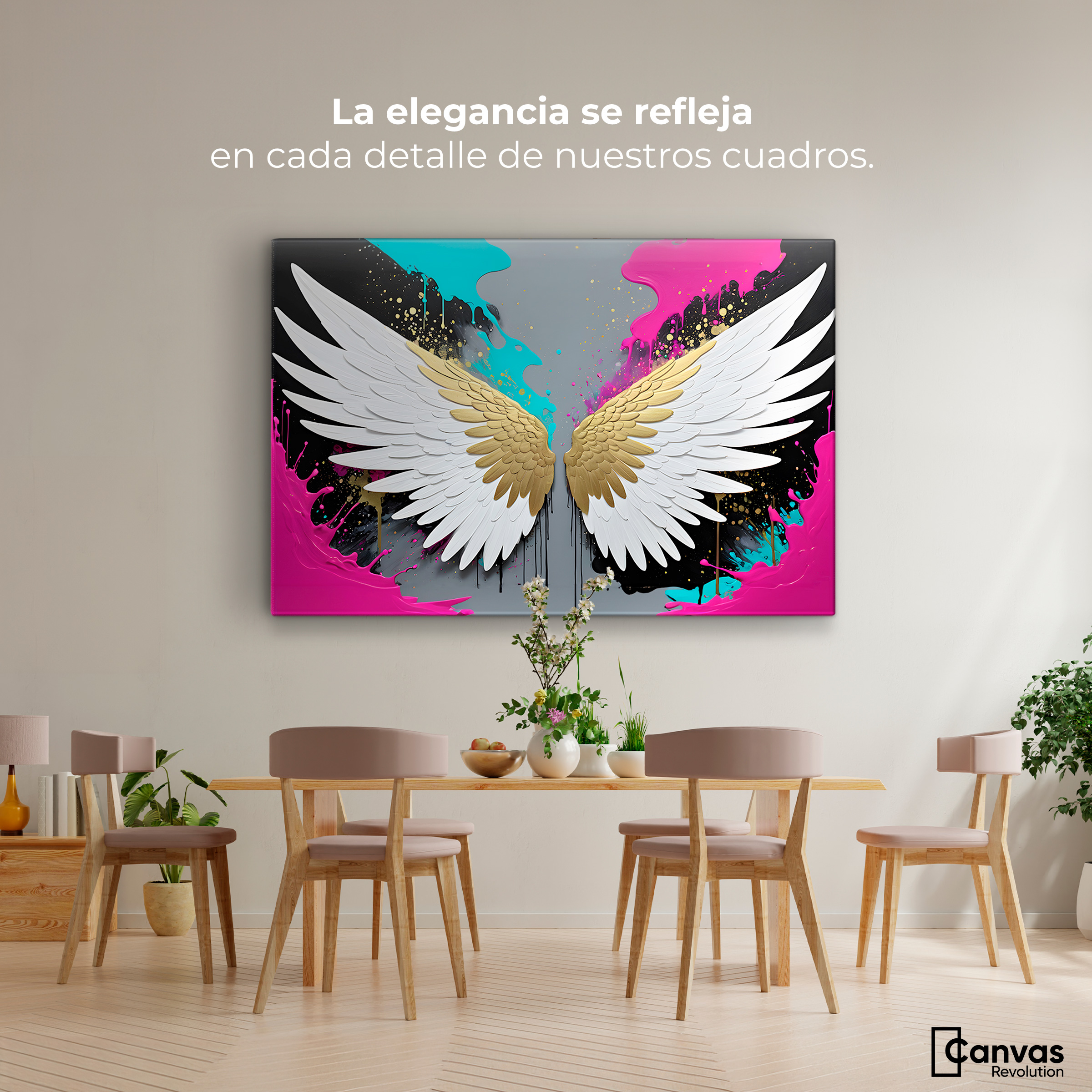 Foto 3 pulgar | Cuadro Alas De Ángel Canvas Ángel Protector 90x60