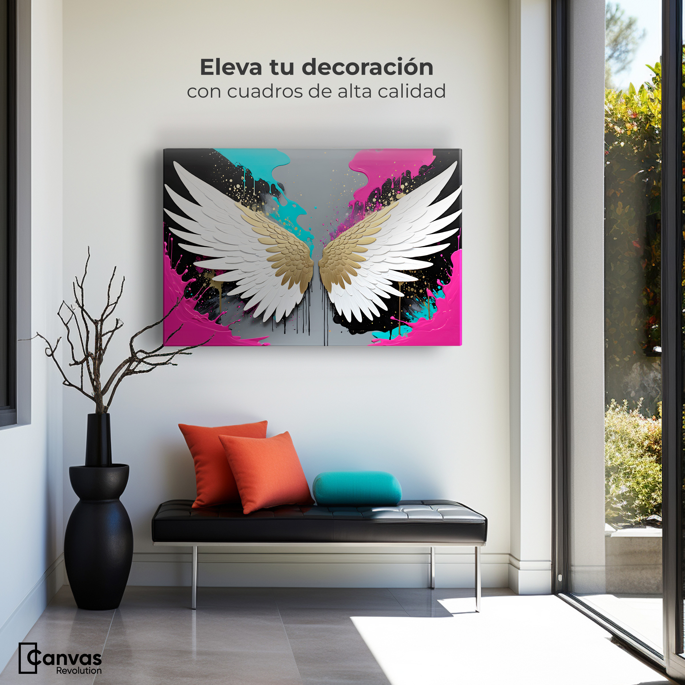 Foto 4 pulgar | Cuadro Alas De Ángel Canvas Ángel Protector 90x60