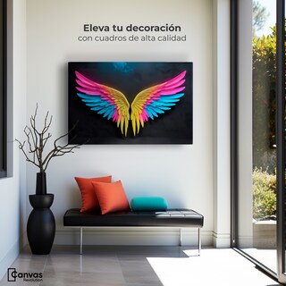 Foto 3 | Cuadro Alas De Ángel Canvas Alas Ángel Neon 90x60