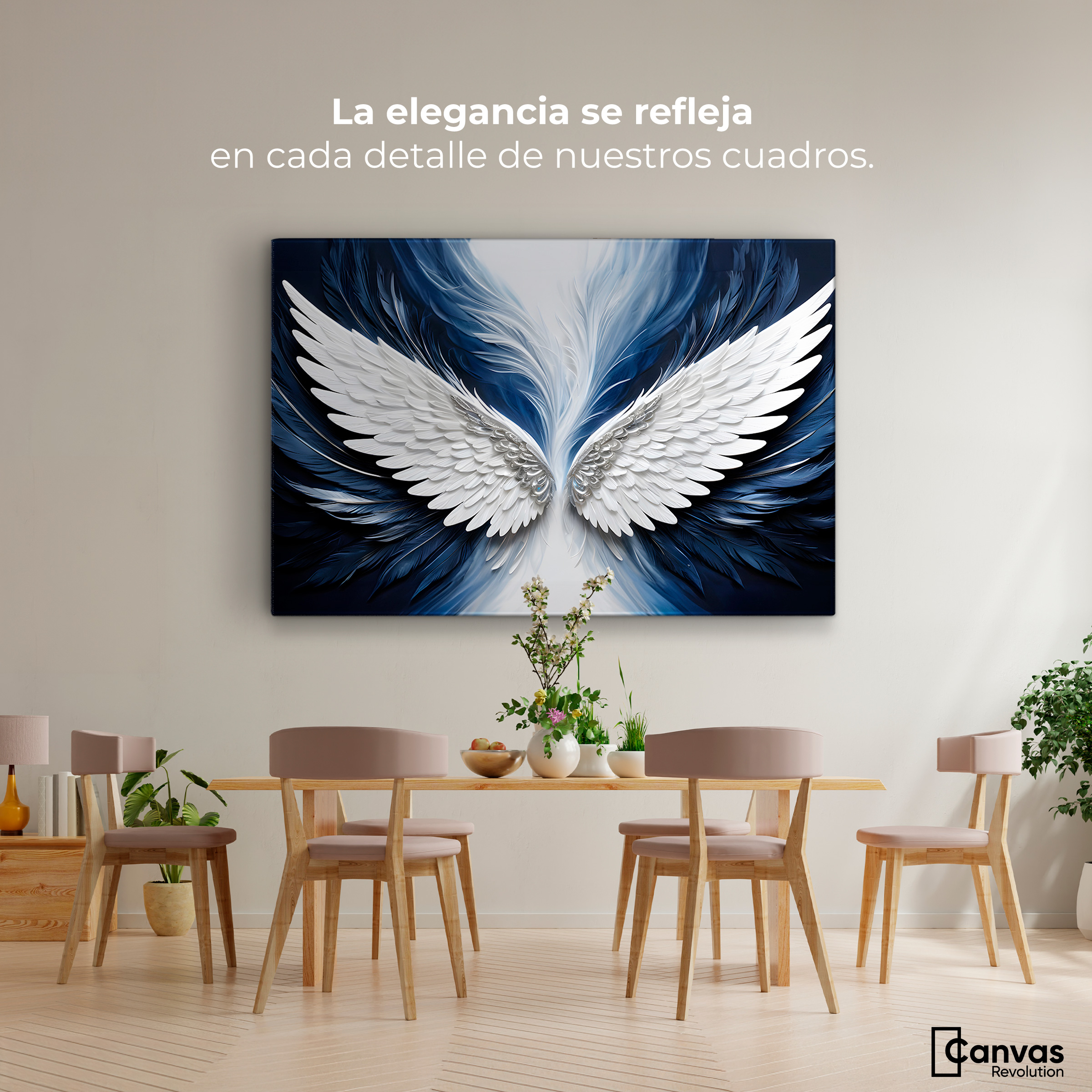 Foto 3 pulgar | Cuadro Alas De Ángel Canvas Alas Ángel Marina 90x60