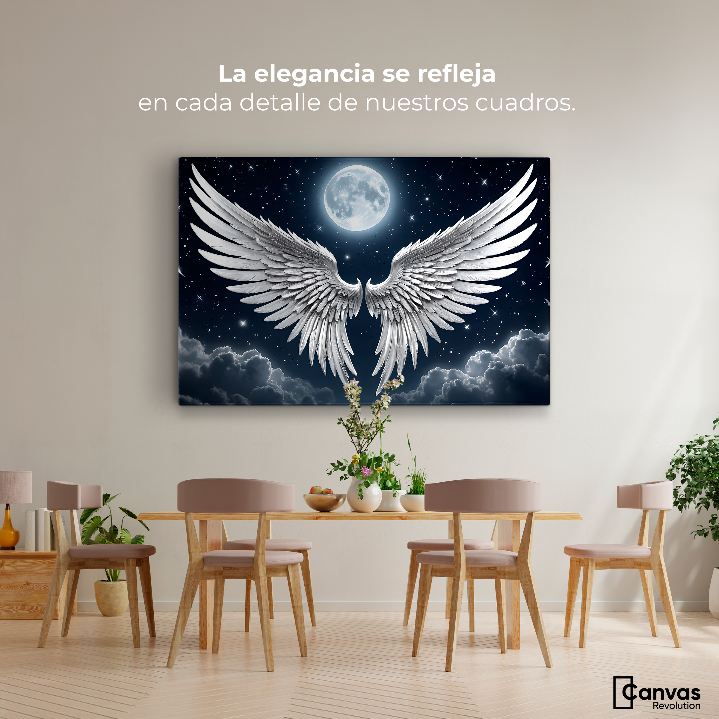 Foto 3 pulgar | Cuadro Alas De Ángel Canvas Plumas Del Alma 90x60