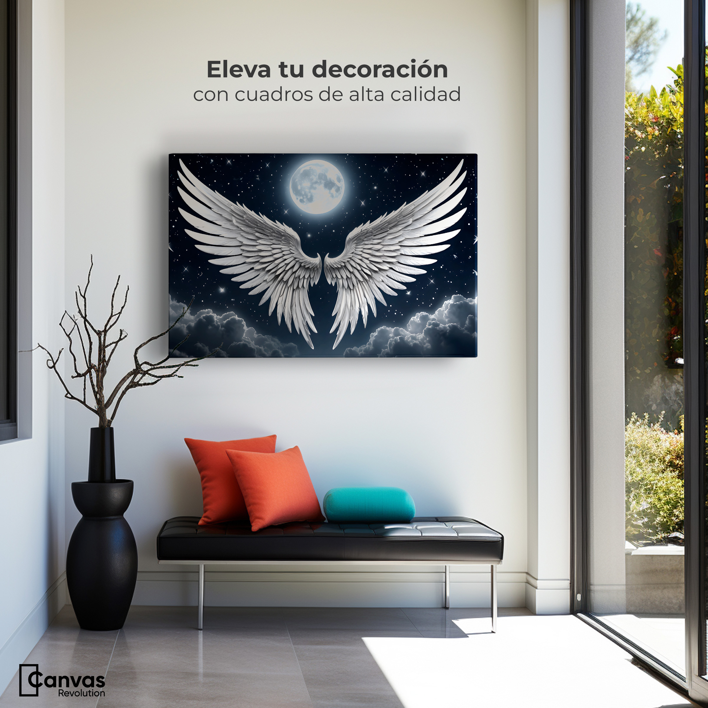 Foto 4 pulgar | Cuadro Alas De Ángel Canvas Plumas Del Alma 90x60