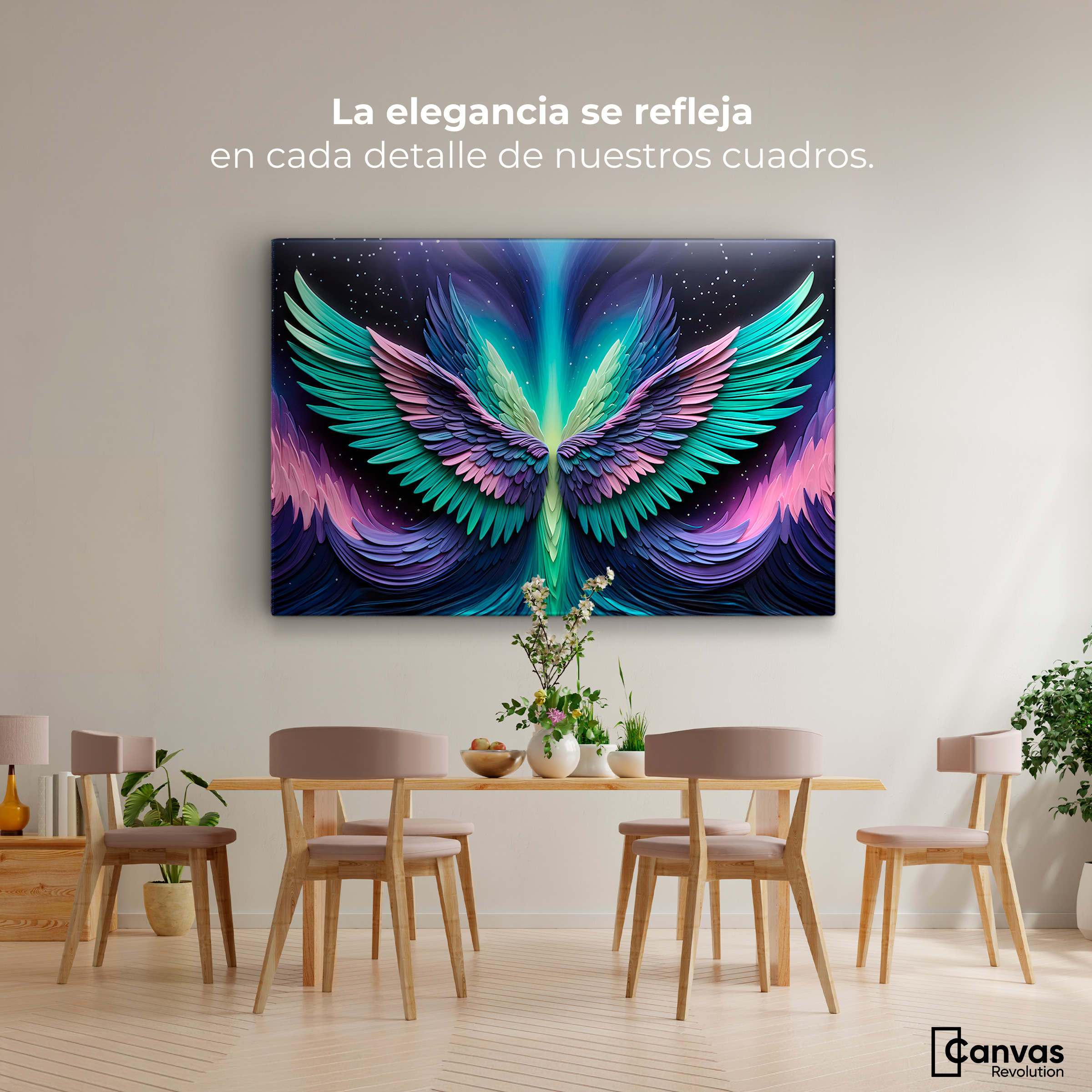Foto 3 pulgar | Cuadro Alas De Ángel Canvas Alas Ángel Cosmic 90x60
