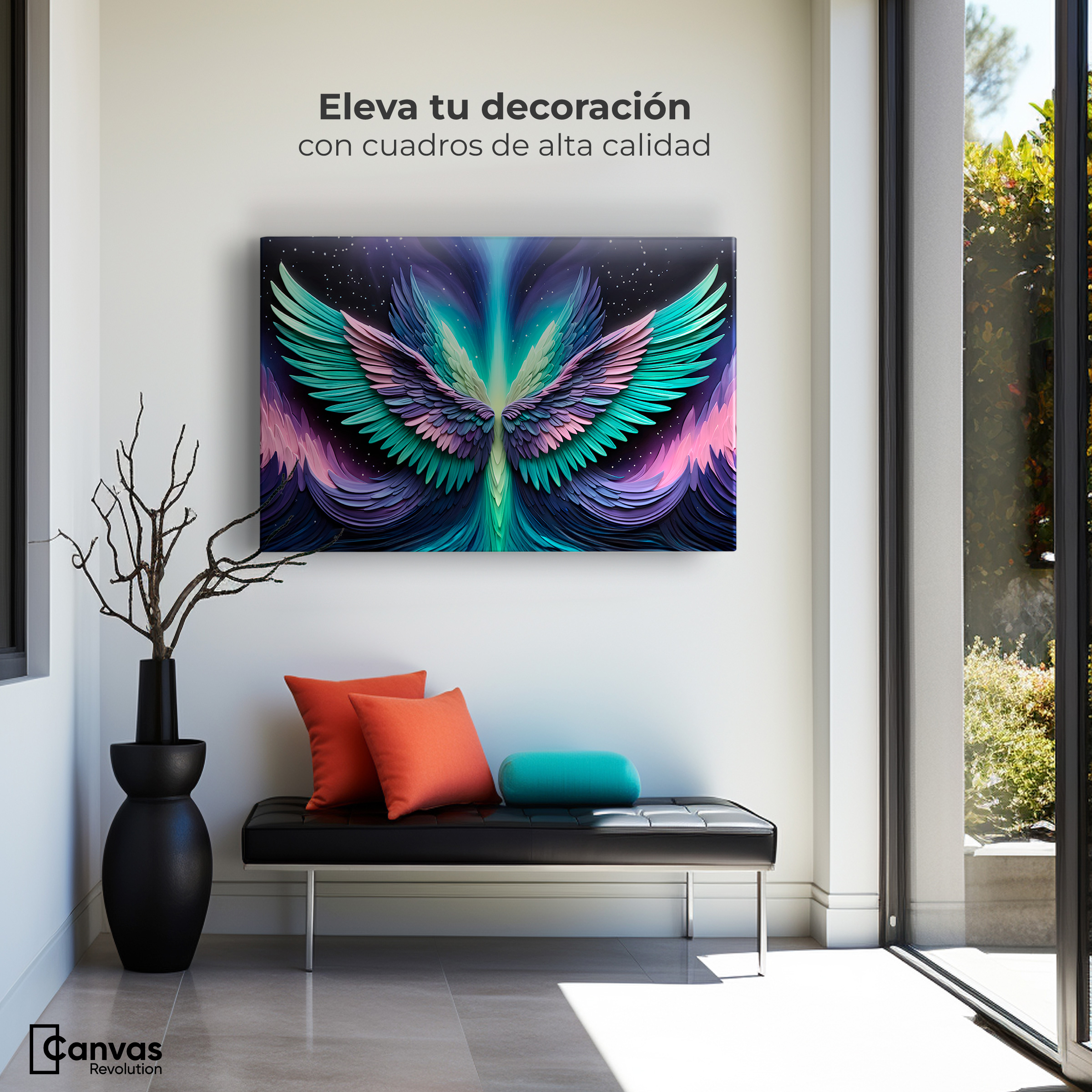 Foto 4 pulgar | Cuadro Alas De Ángel Canvas Alas Ángel Cosmic 90x60