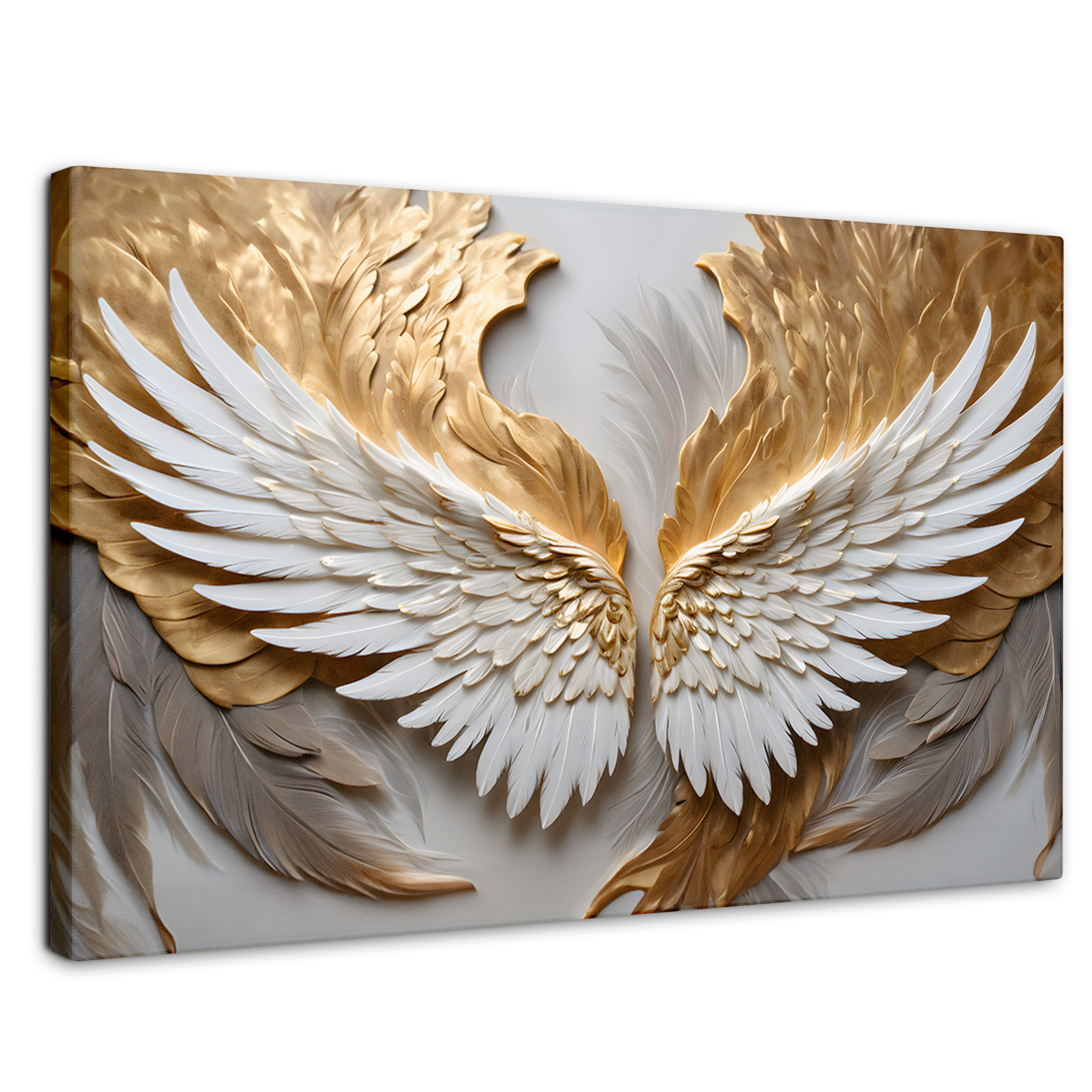 Cuadro Alas De Ángel Canvas Alas Plumas Doradas 90x60