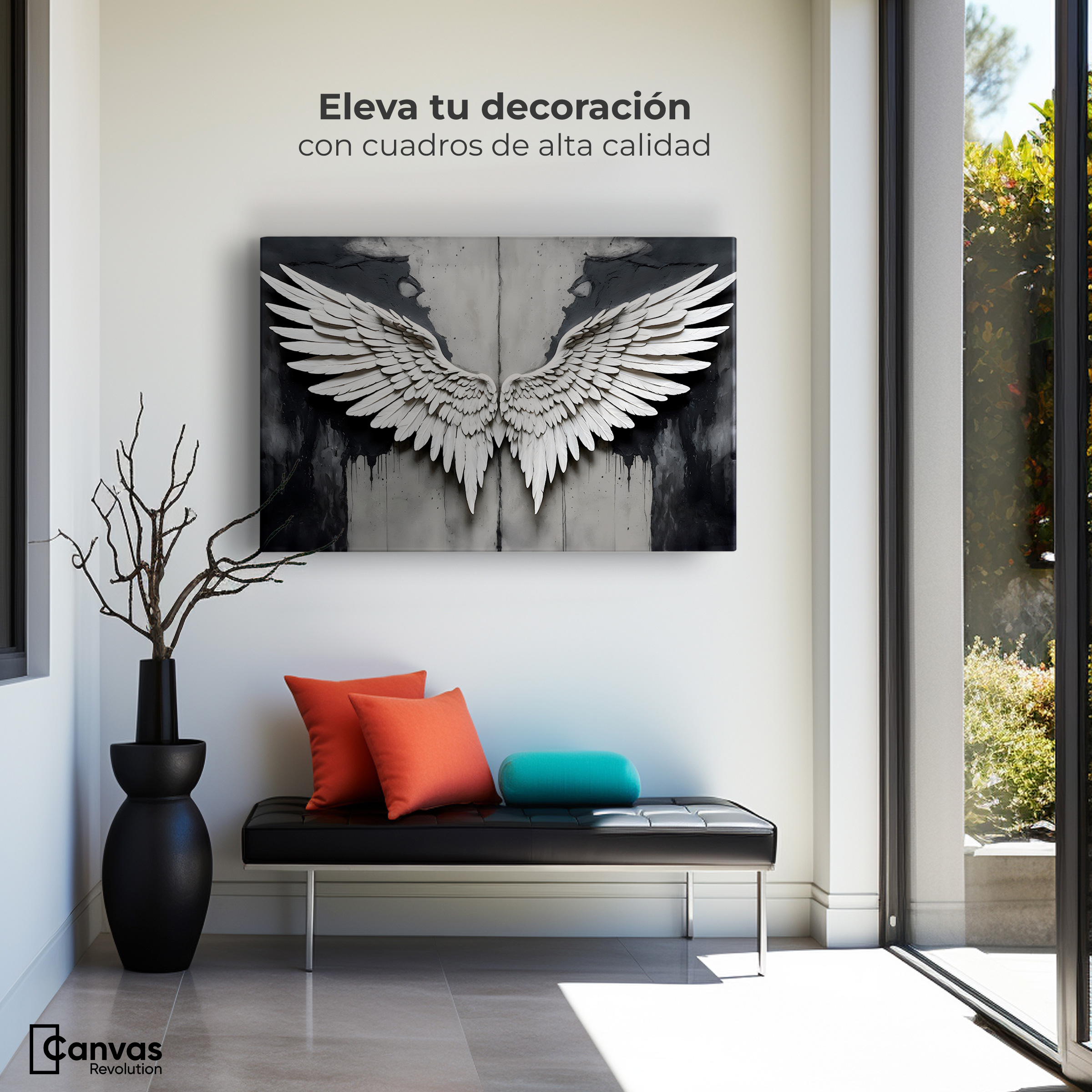 Foto 4 pulgar | Cuadro Alas De Ángel Canvas Alas Ángel Sombra 90x60