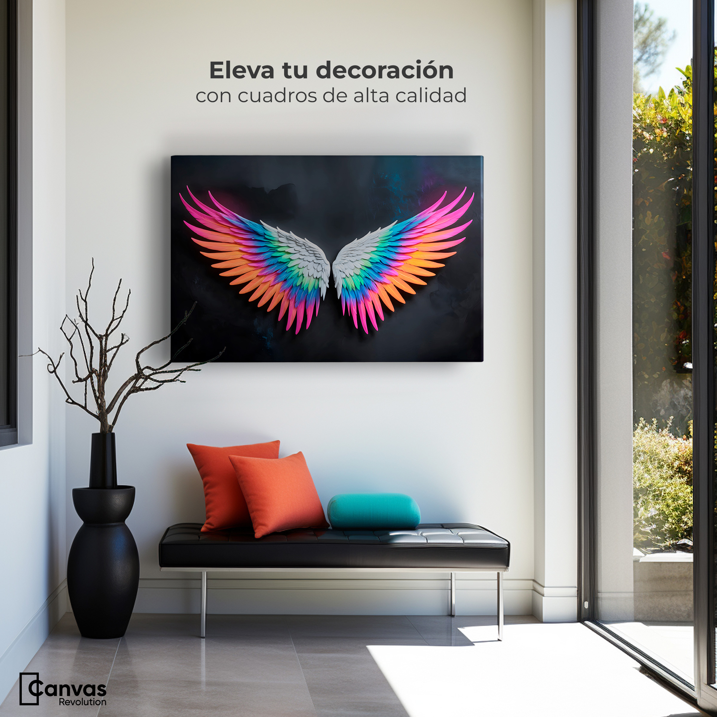 Foto 4 pulgar | Cuadro Alas De Ángel Canvas Alas Ángel Armonía 90x60
