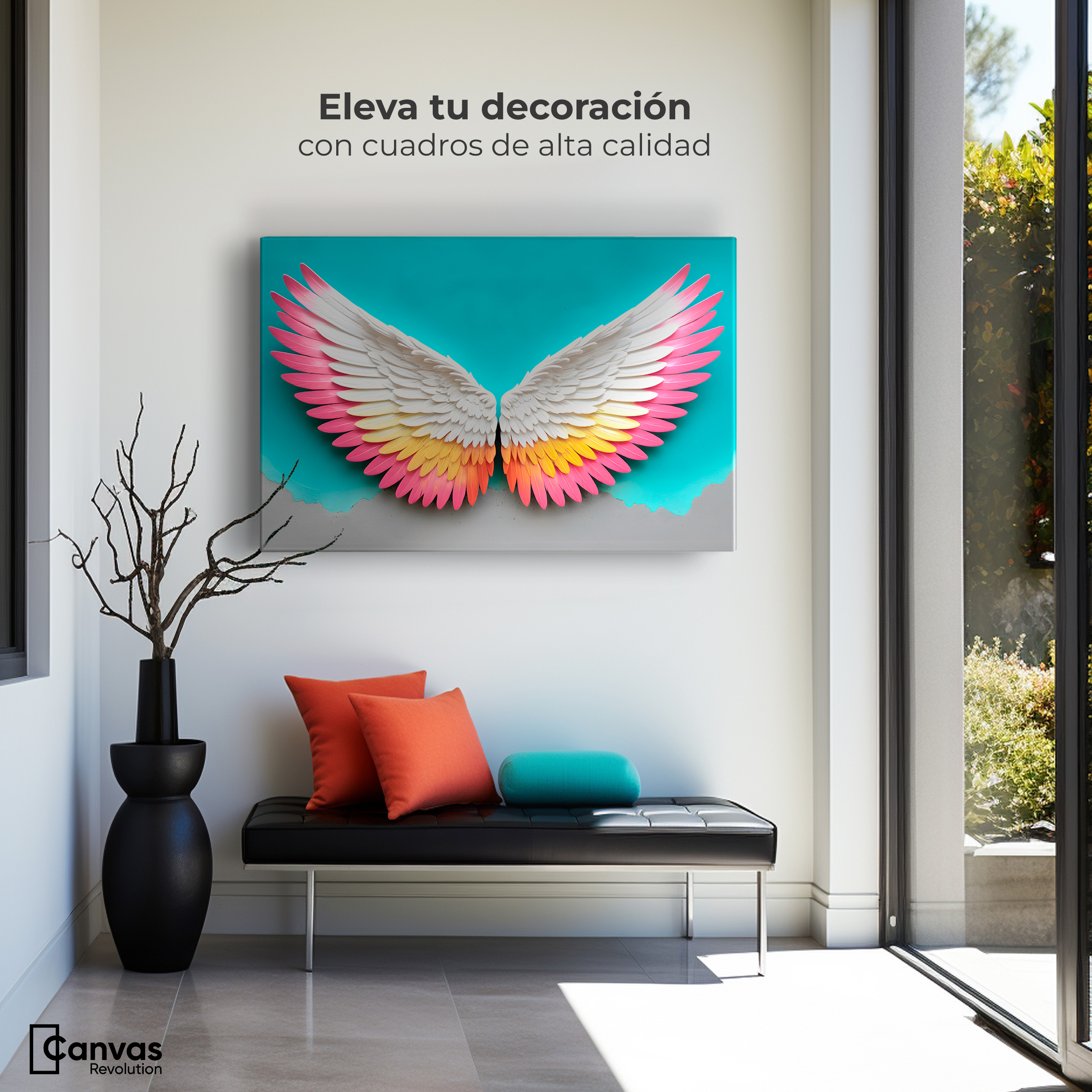 Foto 4 pulgar | Cuadro Alas De Ángel Canvas Ángel Resplandor 90x60