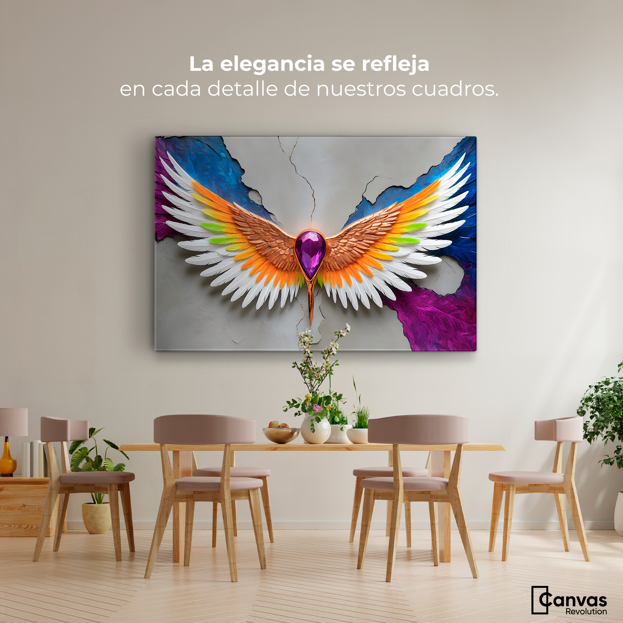 Foto 3 pulgar | Cuadro Alas De Ángel Canvas Alas Vuelo Puro 90x60