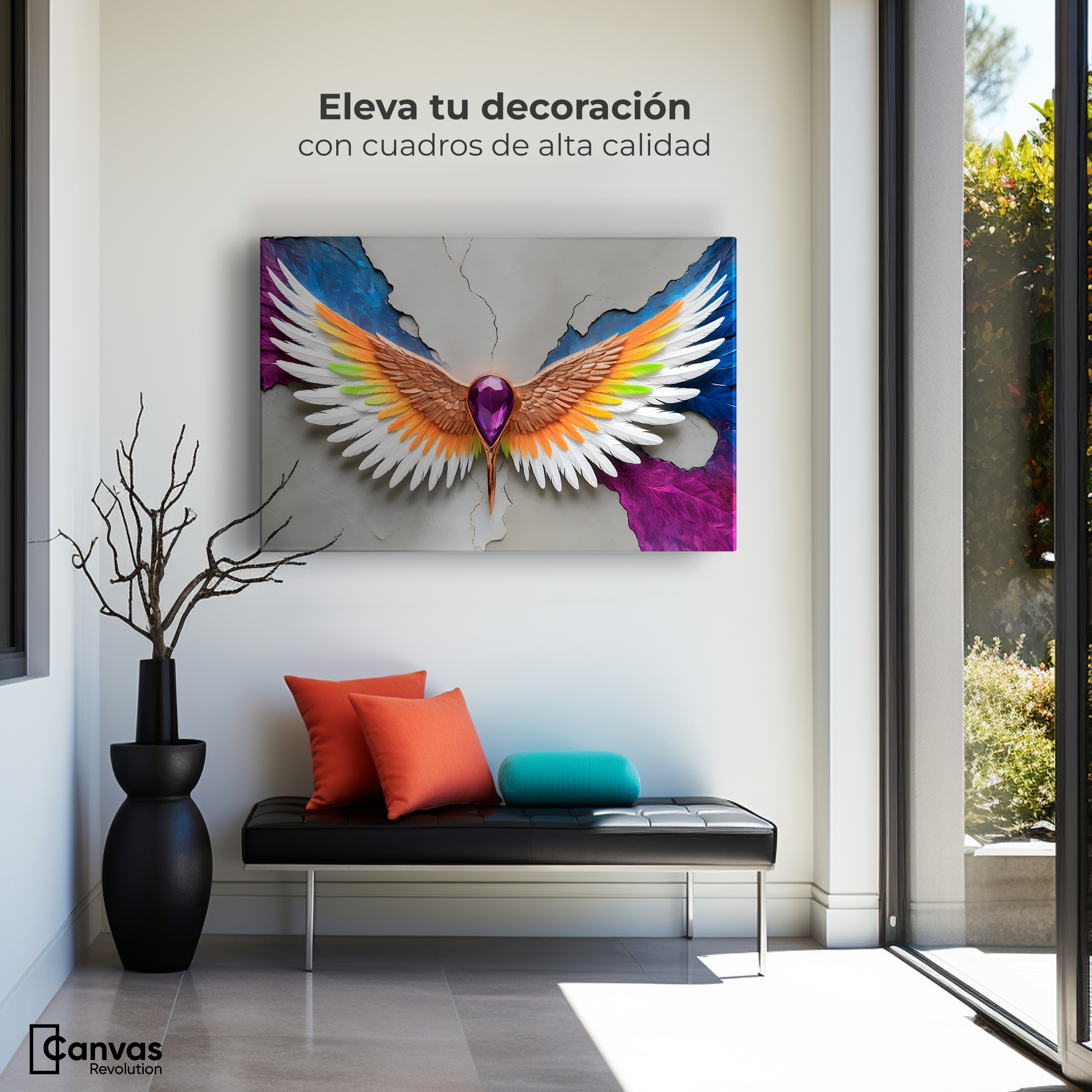 Foto 4 pulgar | Cuadro Alas De Ángel Canvas Alas Vuelo Puro 90x60