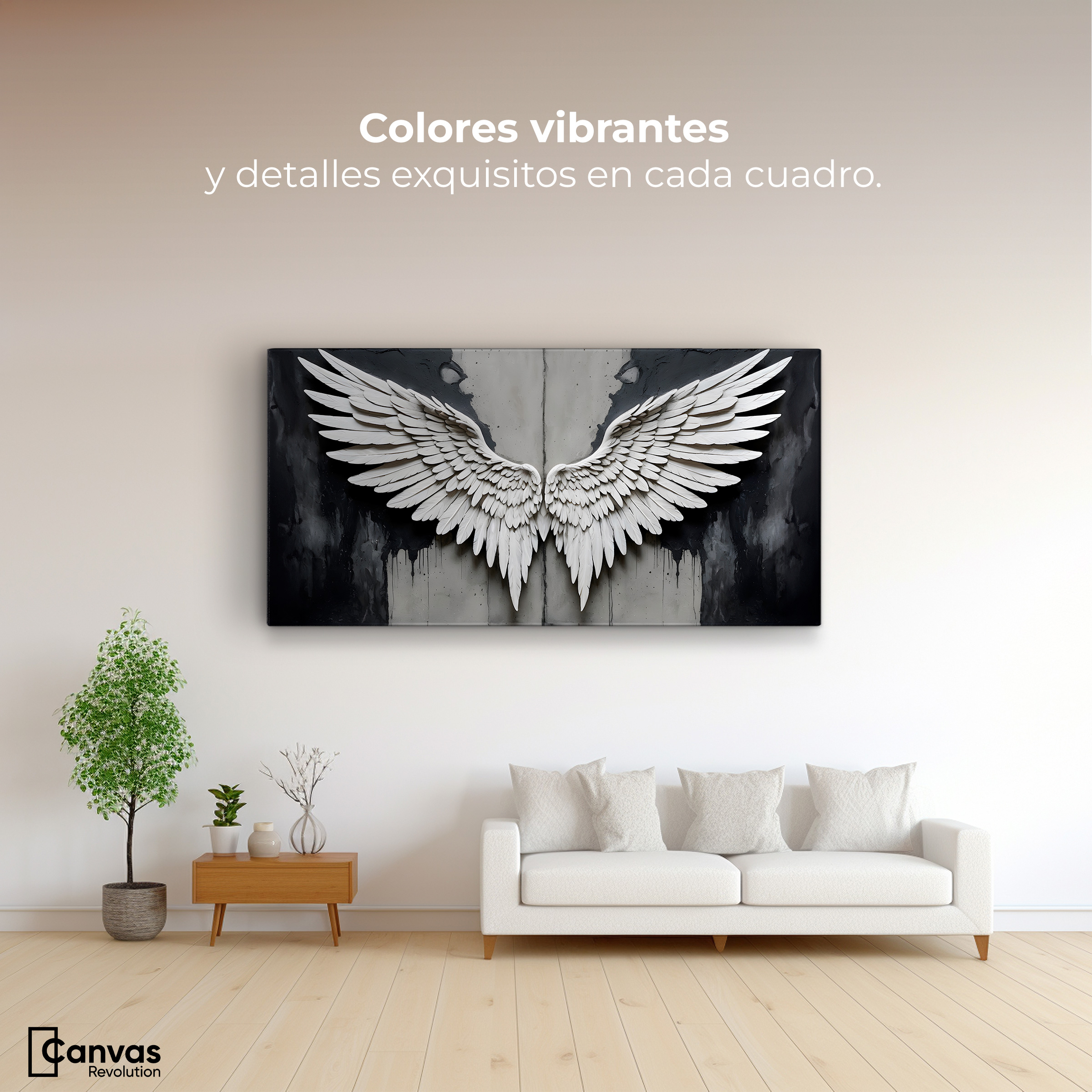 Foto 3 pulgar | Cuadro Alas De Ángel Canvas Alas Ángel Sombra 120x60