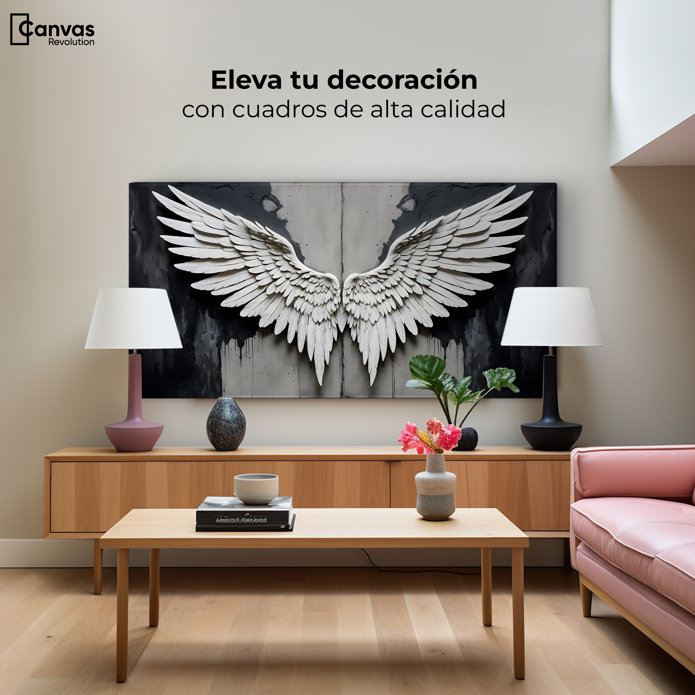 Foto 4 pulgar | Cuadro Alas De Ángel Canvas Alas Ángel Sombra 120x60