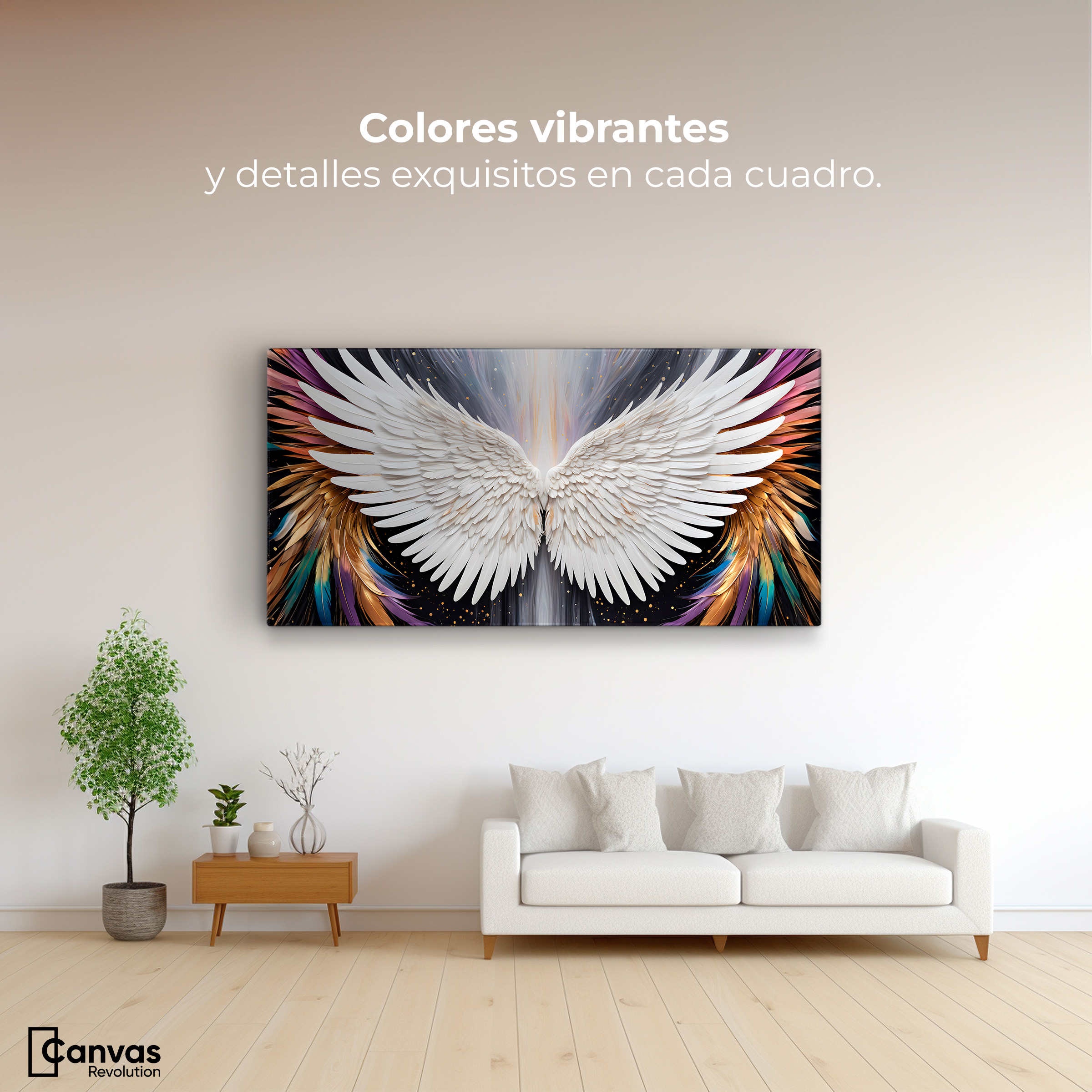 Foto 3 pulgar | Cuadro Alas De Ángel Canvas Alas Ángel Místico 120x60