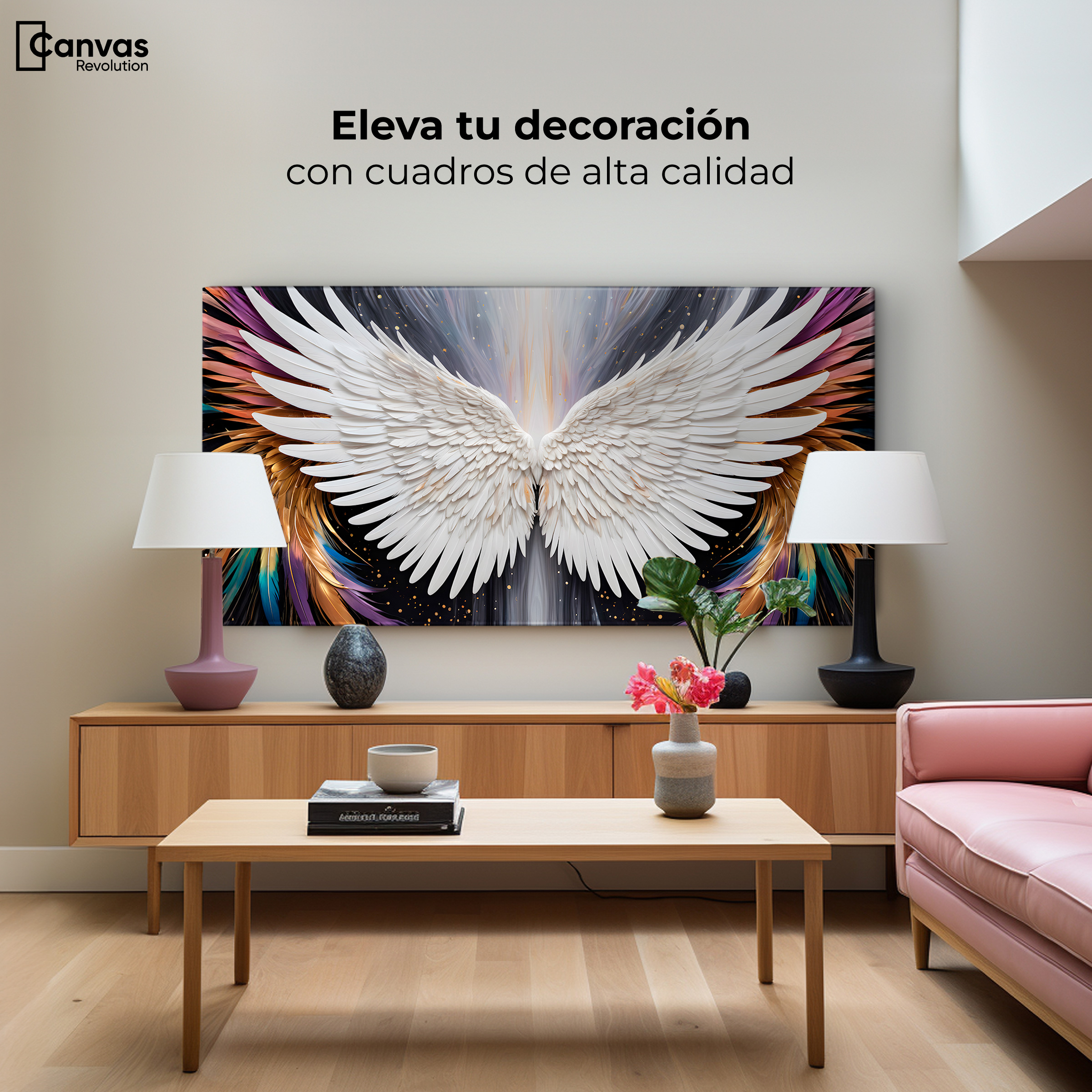 Foto 4 pulgar | Cuadro Alas De Ángel Canvas Alas Ángel Místico 120x60