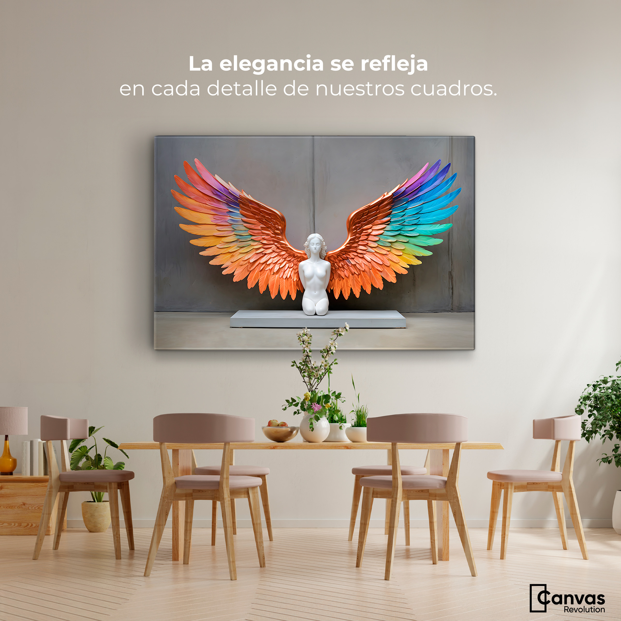 Foto 3 pulgar | Cuadro Alas De Ángel Canvas Alas Espíritu Real 90x60