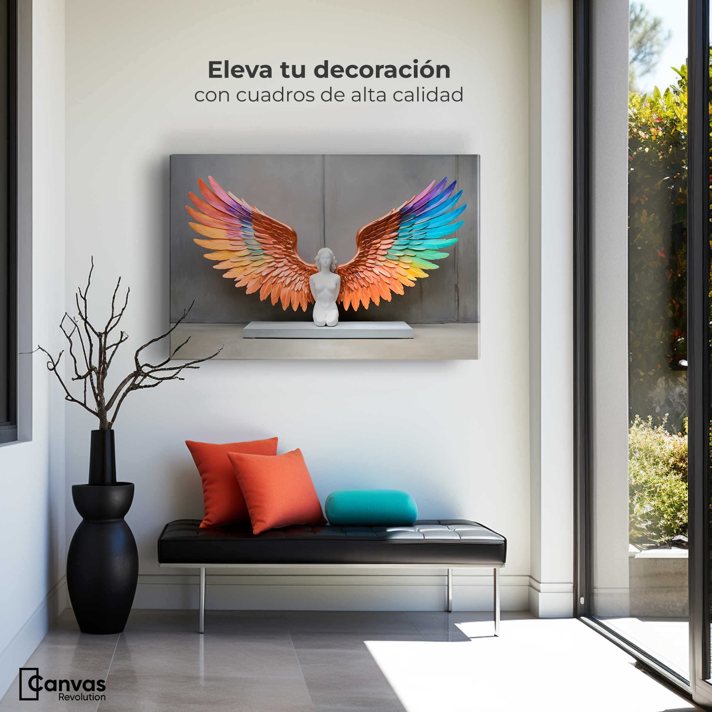 Foto 4 pulgar | Cuadro Alas De Ángel Canvas Alas Espíritu Real 90x60