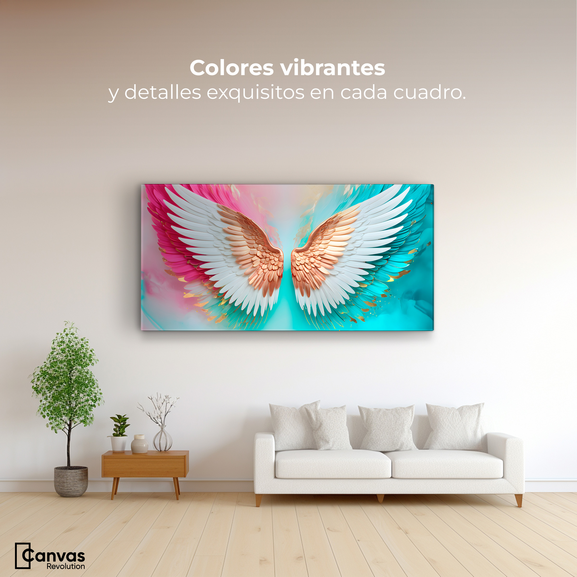 Foto 3 pulgar | Cuadro Alas De Ángel Canvas Ángel Espíritu Luz 120x60