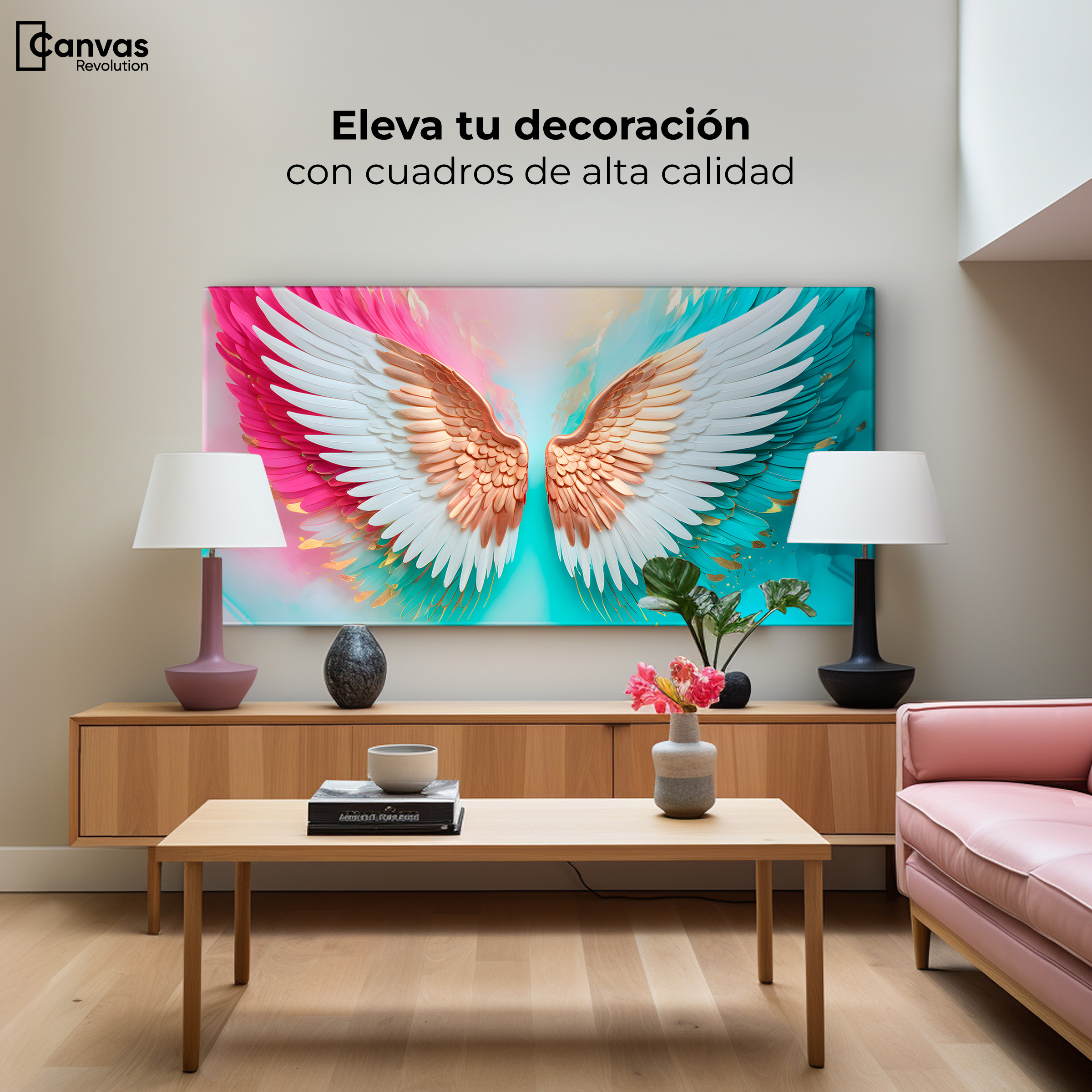 Foto 4 pulgar | Cuadro Alas De Ángel Canvas Ángel Espíritu Luz 120x60