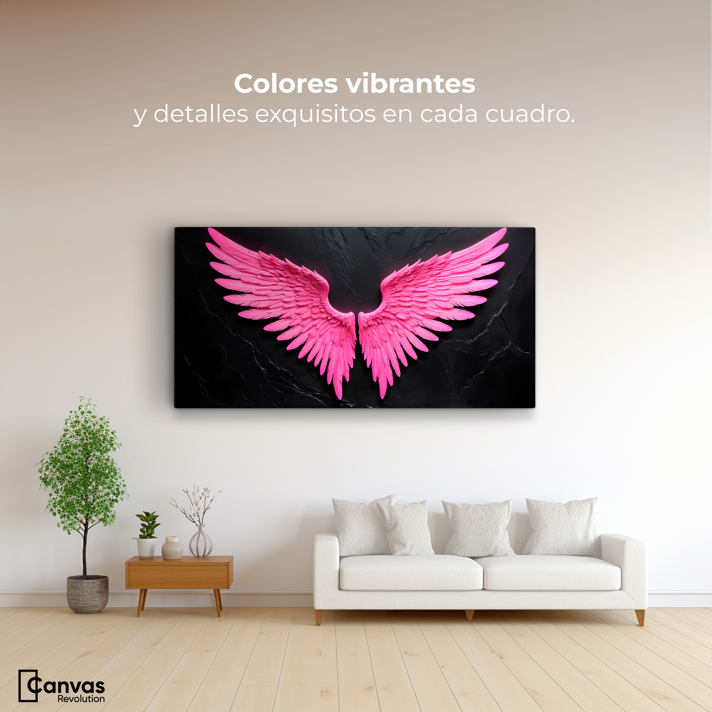 Foto 3 pulgar | Cuadro Alas De Ángel Canvas Alas Ángel Solar 120x60