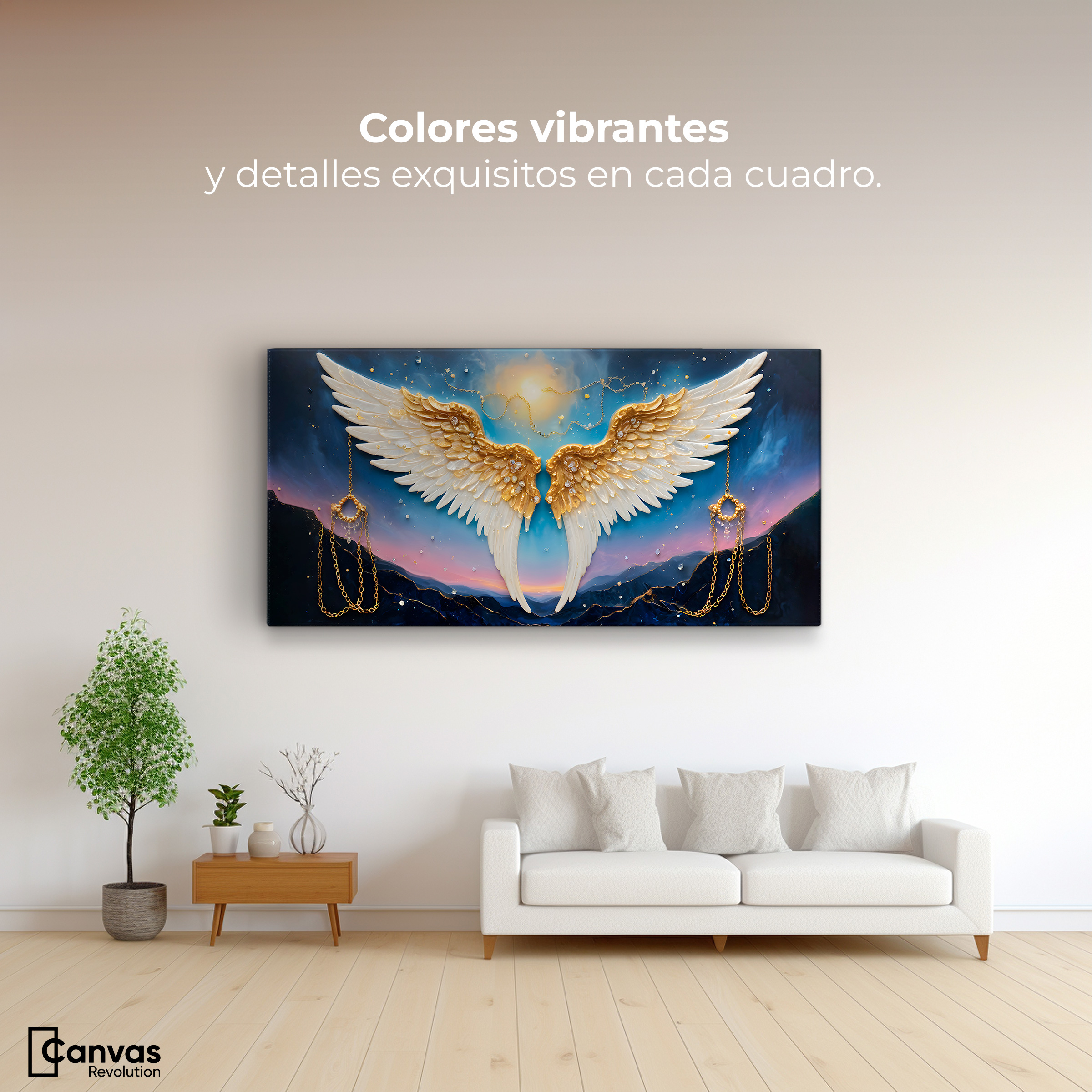 Foto 2 | Cuadro Alas De Ángel Canva Plumas Eternas 120x60