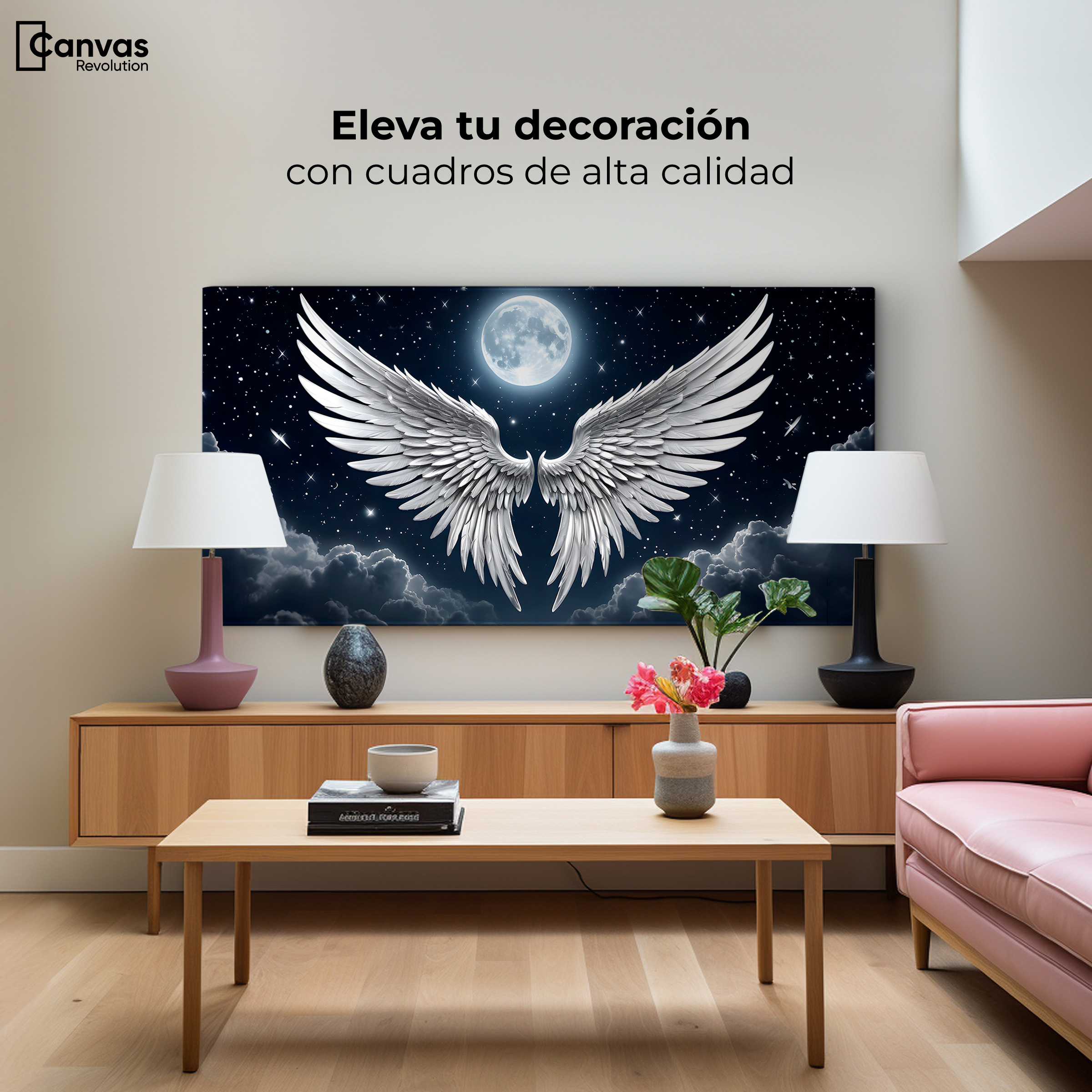 Foto 4 pulgar | Cuadro Alas De Ángel Canvas Plumas Del Alma 120x60