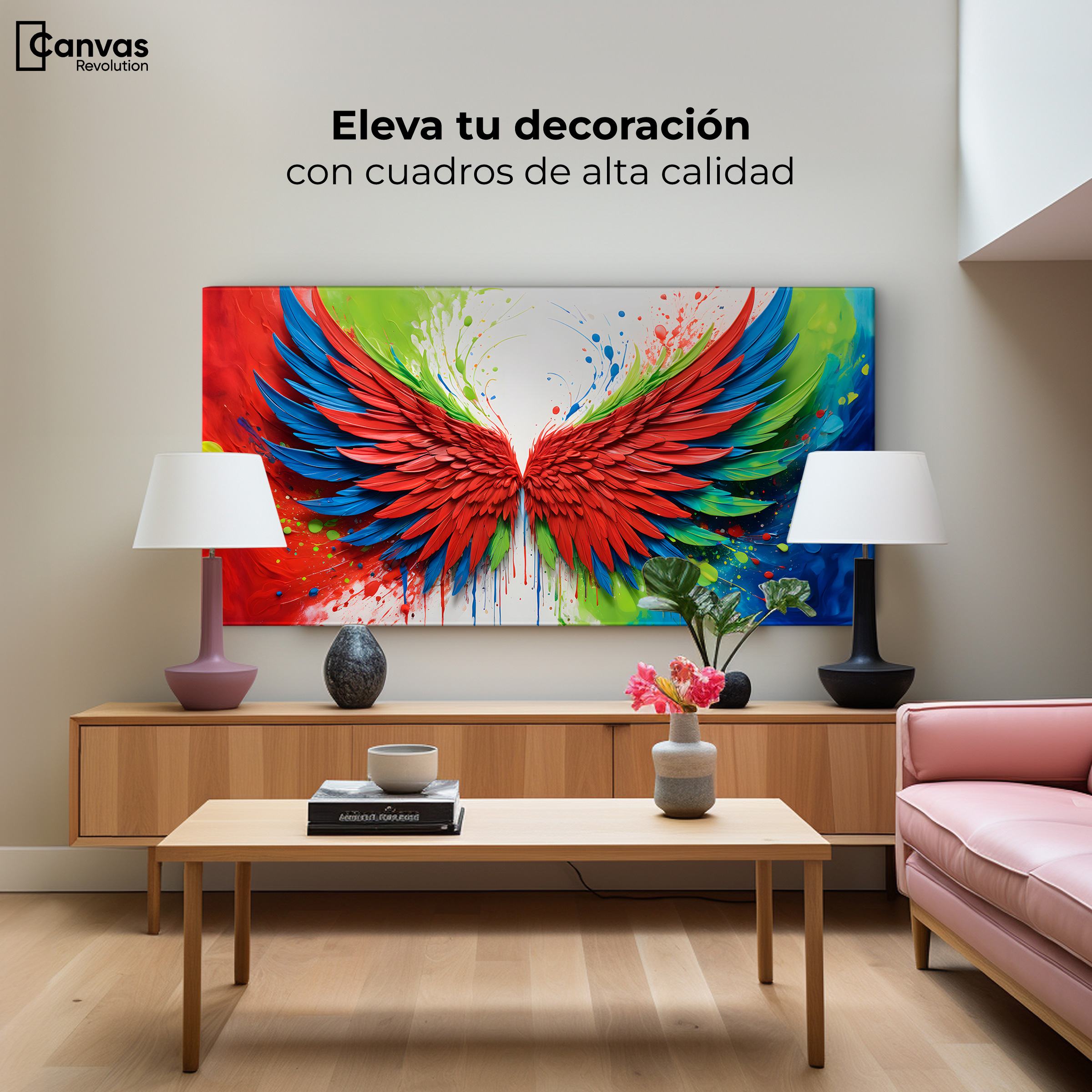 Foto 4 pulgar | Cuadro Alas De Ángel Canvas Alas Ángel Brillo 120x60