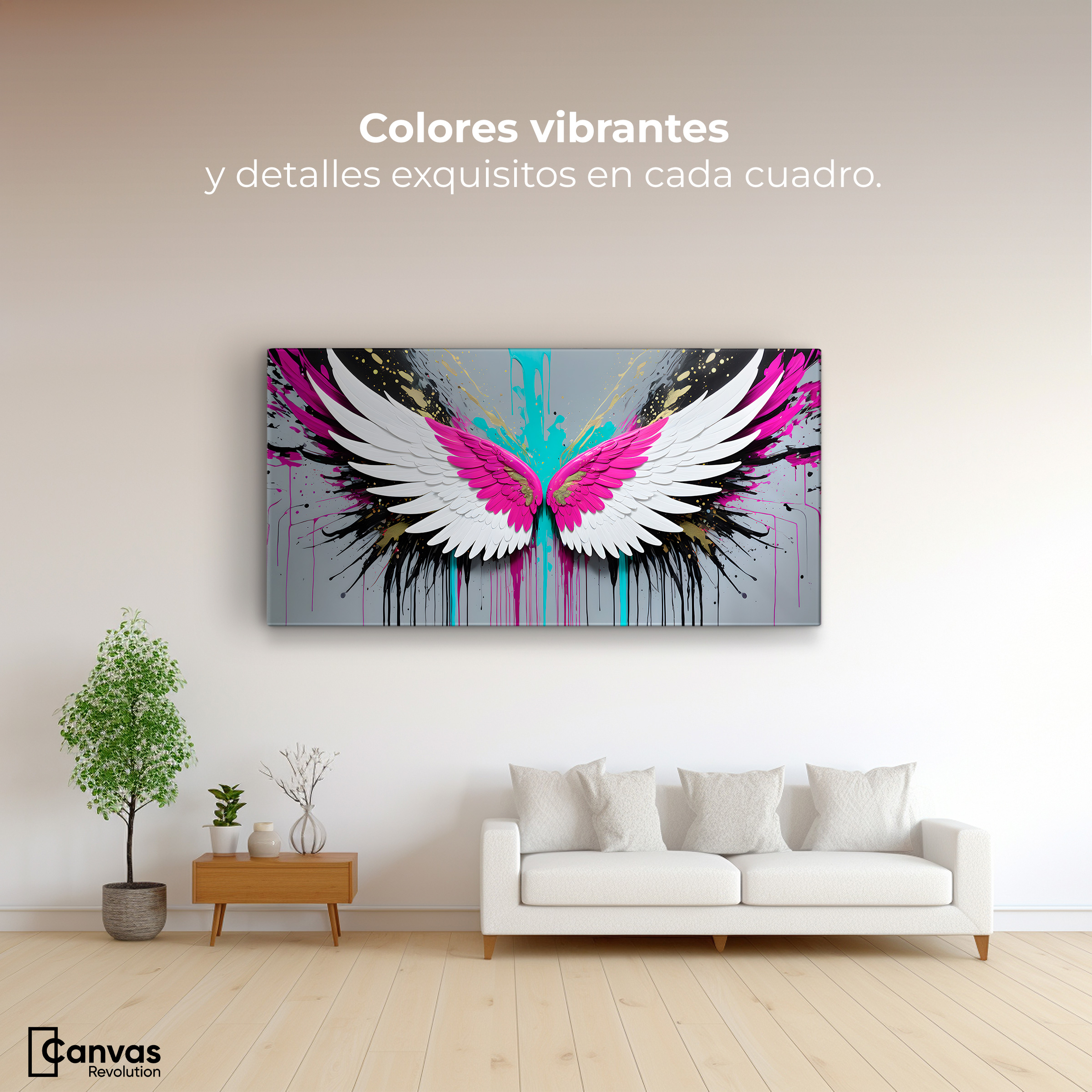 Foto 3 pulgar | Cuadro Alas De Ángel Canvas Alas Vuelo Eterno 120x60