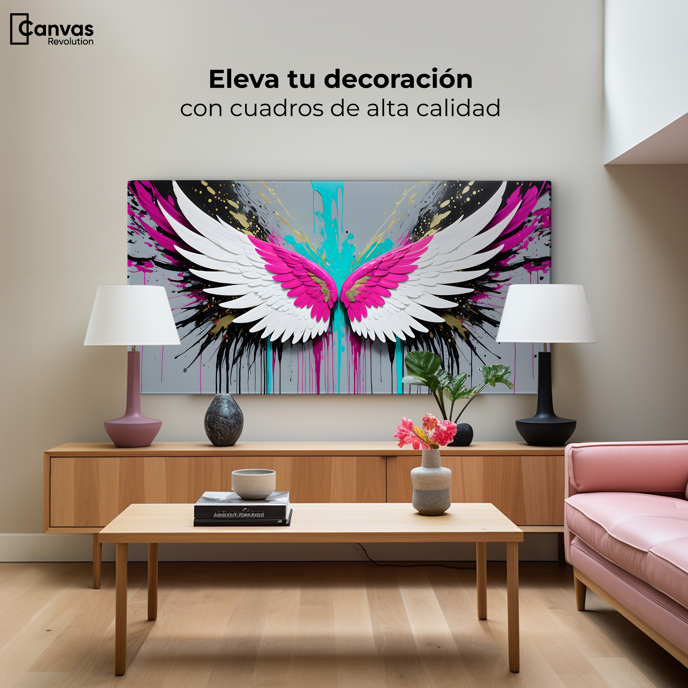 Foto 4 pulgar | Cuadro Alas De Ángel Canvas Alas Vuelo Eterno 120x60
