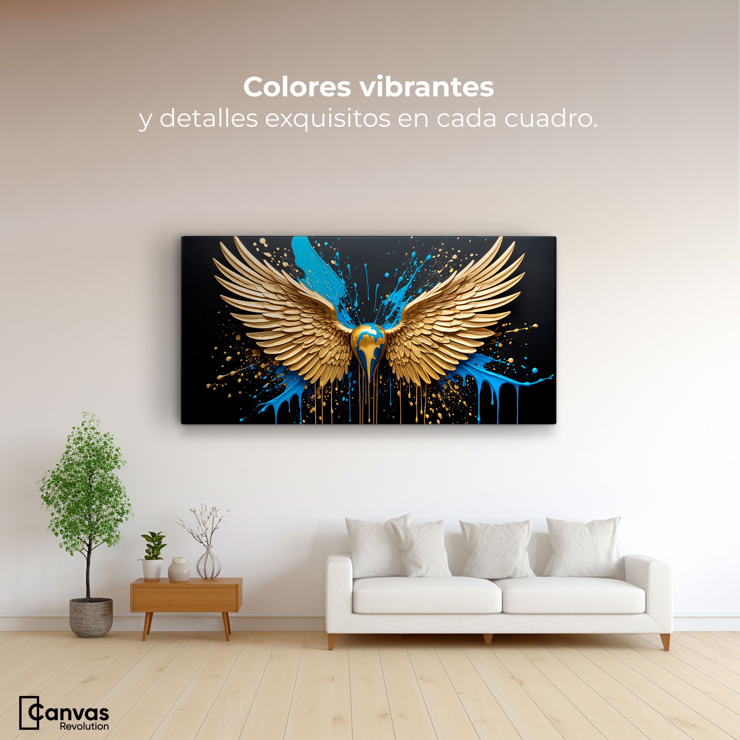 Foto 2 | Cuadro Alas De Ángel Canvas Alas Ángel Dorado 120x60