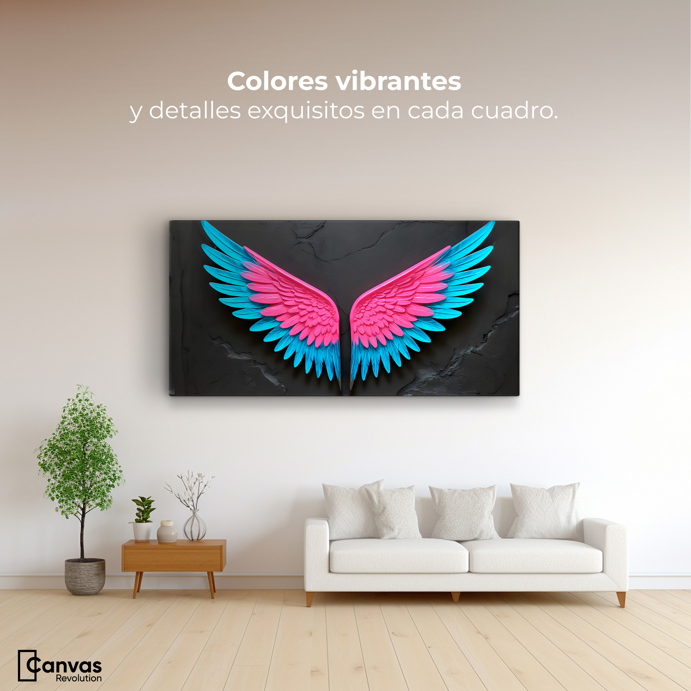 Foto 3 pulgar | Cuadro Alas De Ángel Canvas Alas Vuelo De Luz 120x60