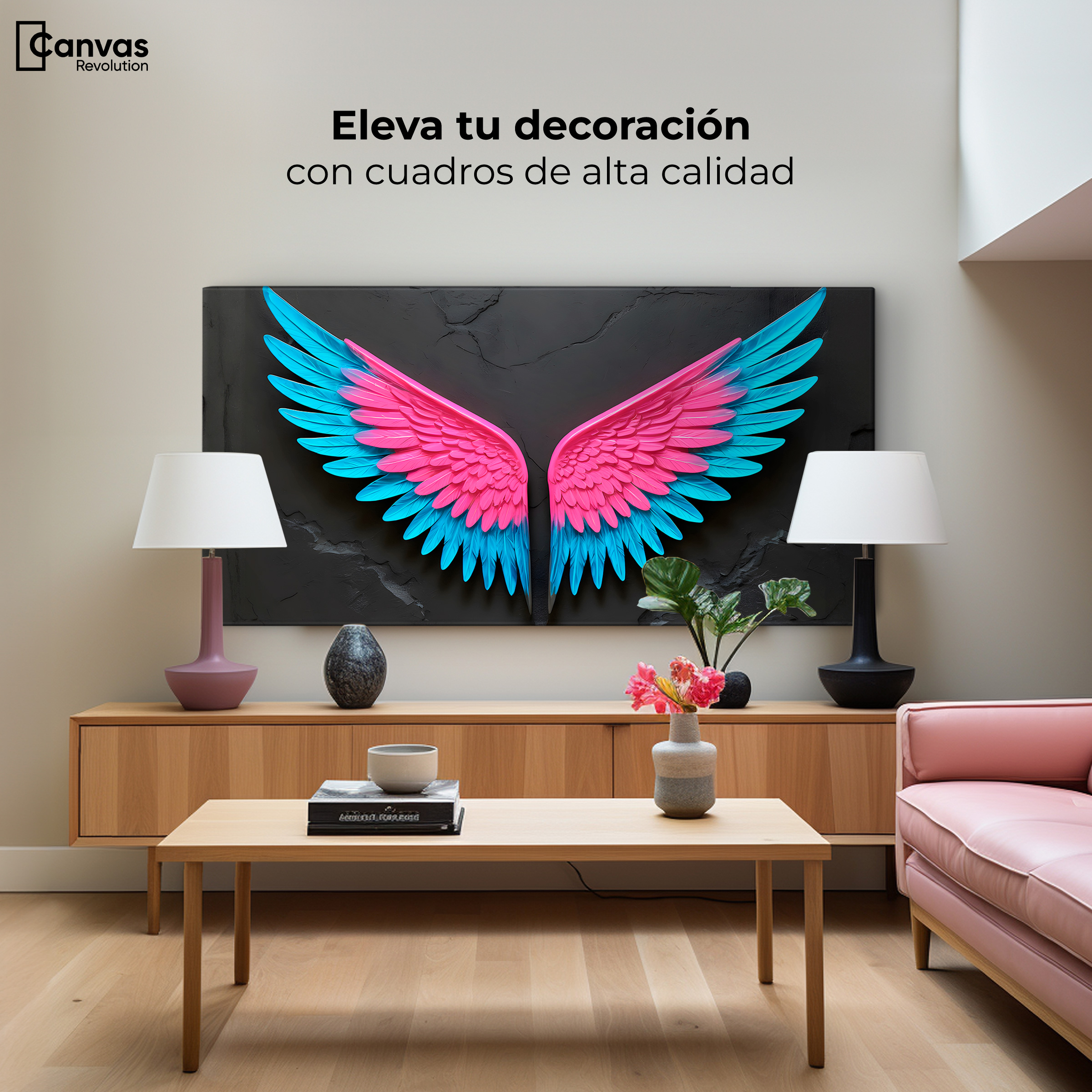 Foto 4 pulgar | Cuadro Alas De Ángel Canvas Alas Vuelo De Luz 120x60