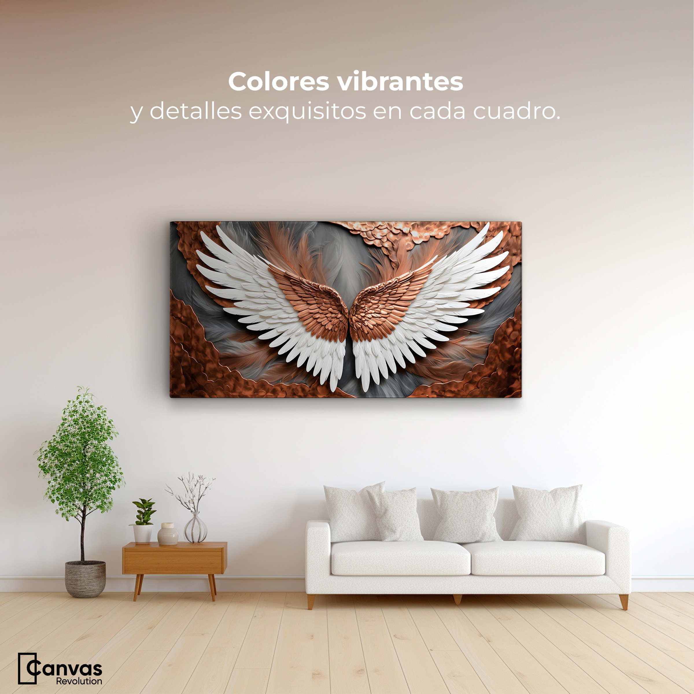 Foto 3 pulgar | Cuadro Alas De Ángel Canvas Alas De Eternidad 120x60