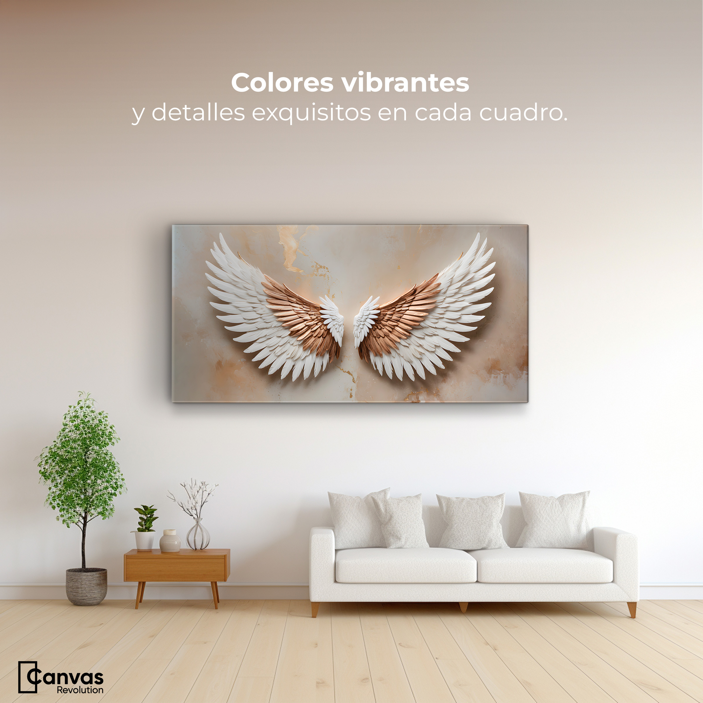 Foto 3 pulgar | Cuadro Alas De Ángel Canvas Alas Espíritu Sol 120x60
