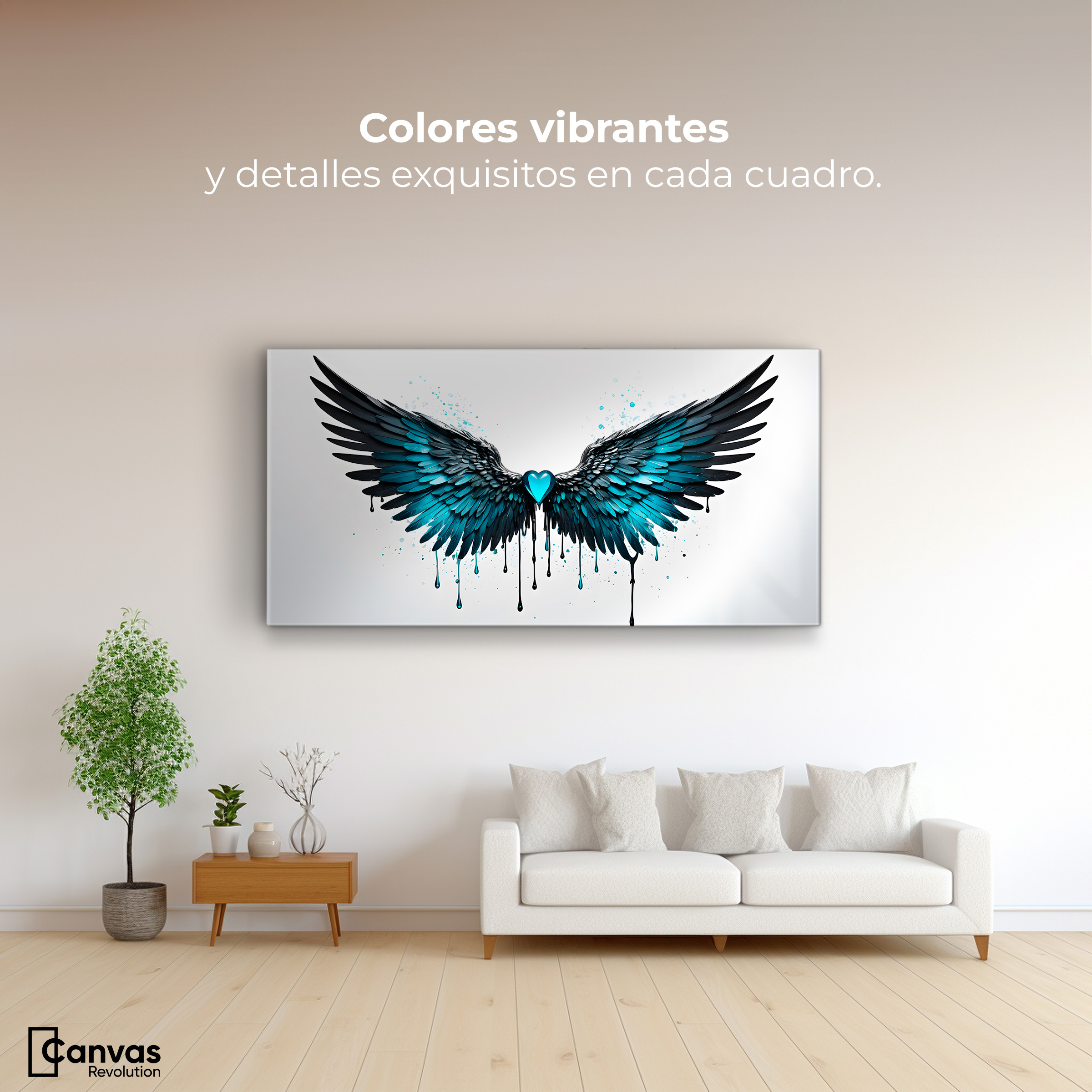 Foto 3 pulgar | Cuadro Alas De Ángel Canvas Alas Piedra Ángel 120x60