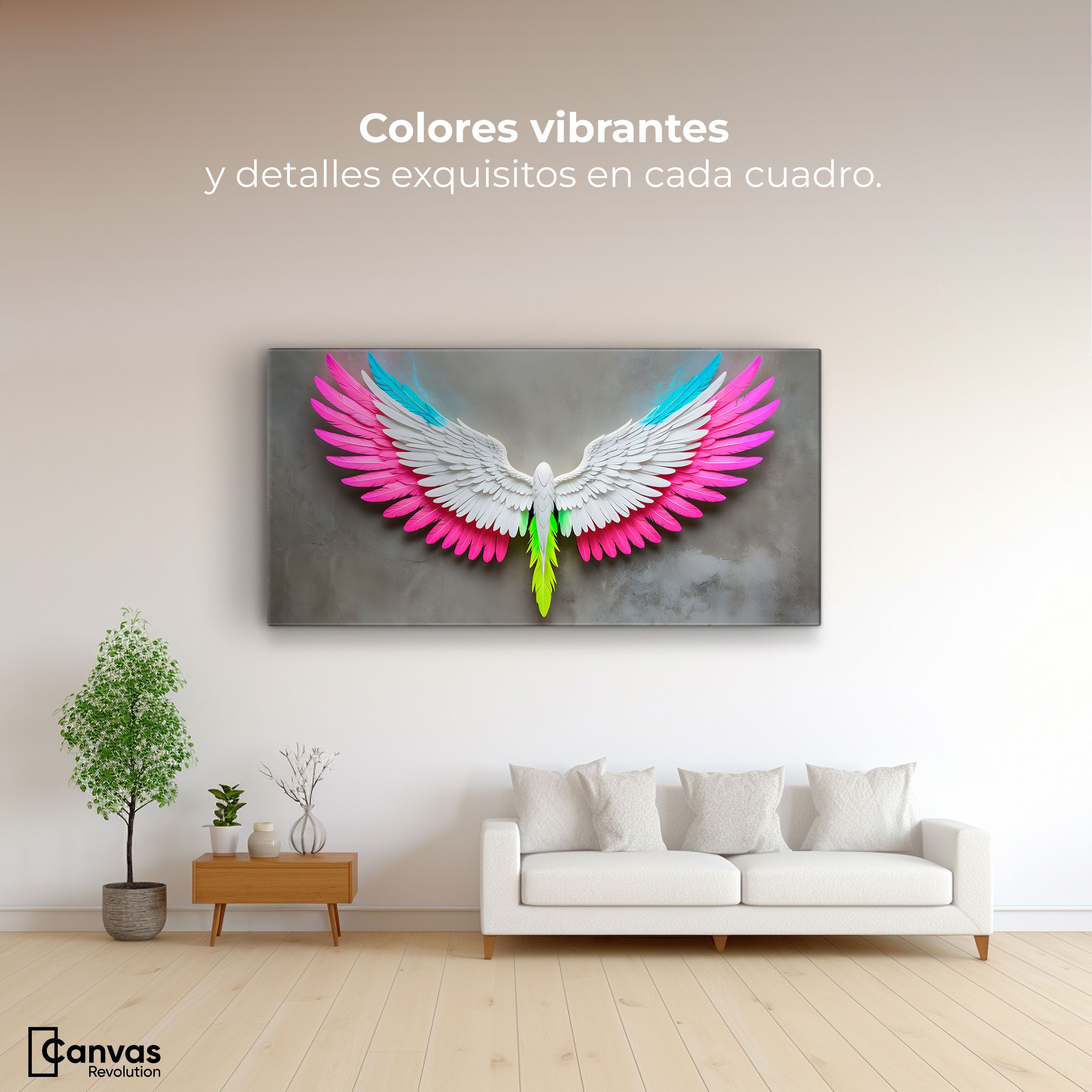 Foto 3 pulgar | Cuadro Alas De Ángel Canvas Ángel Alas De Luz  120x60