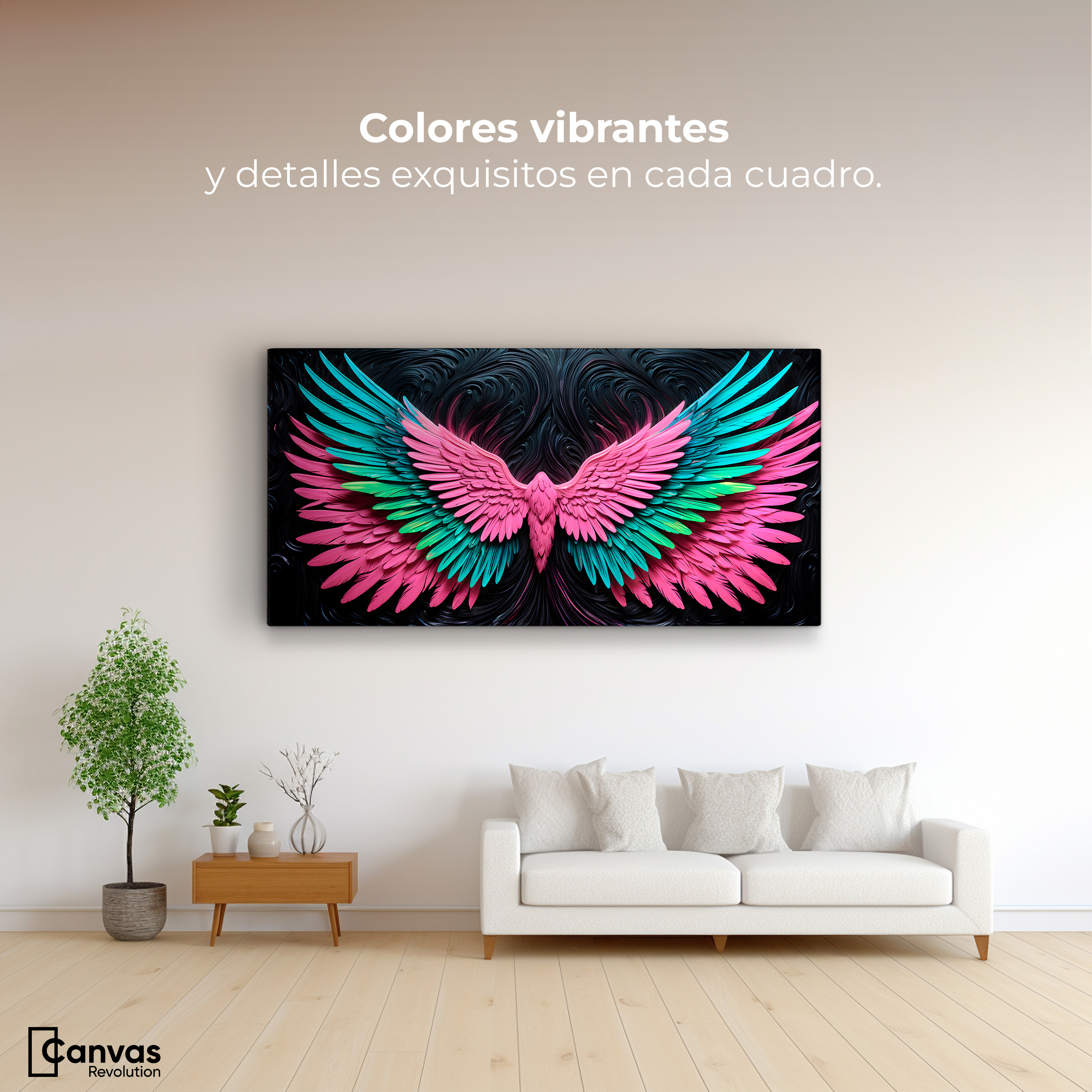 Foto 3 pulgar | Cuadro Alas De Ángel Canvas Alas Luz Ángeles 120x60