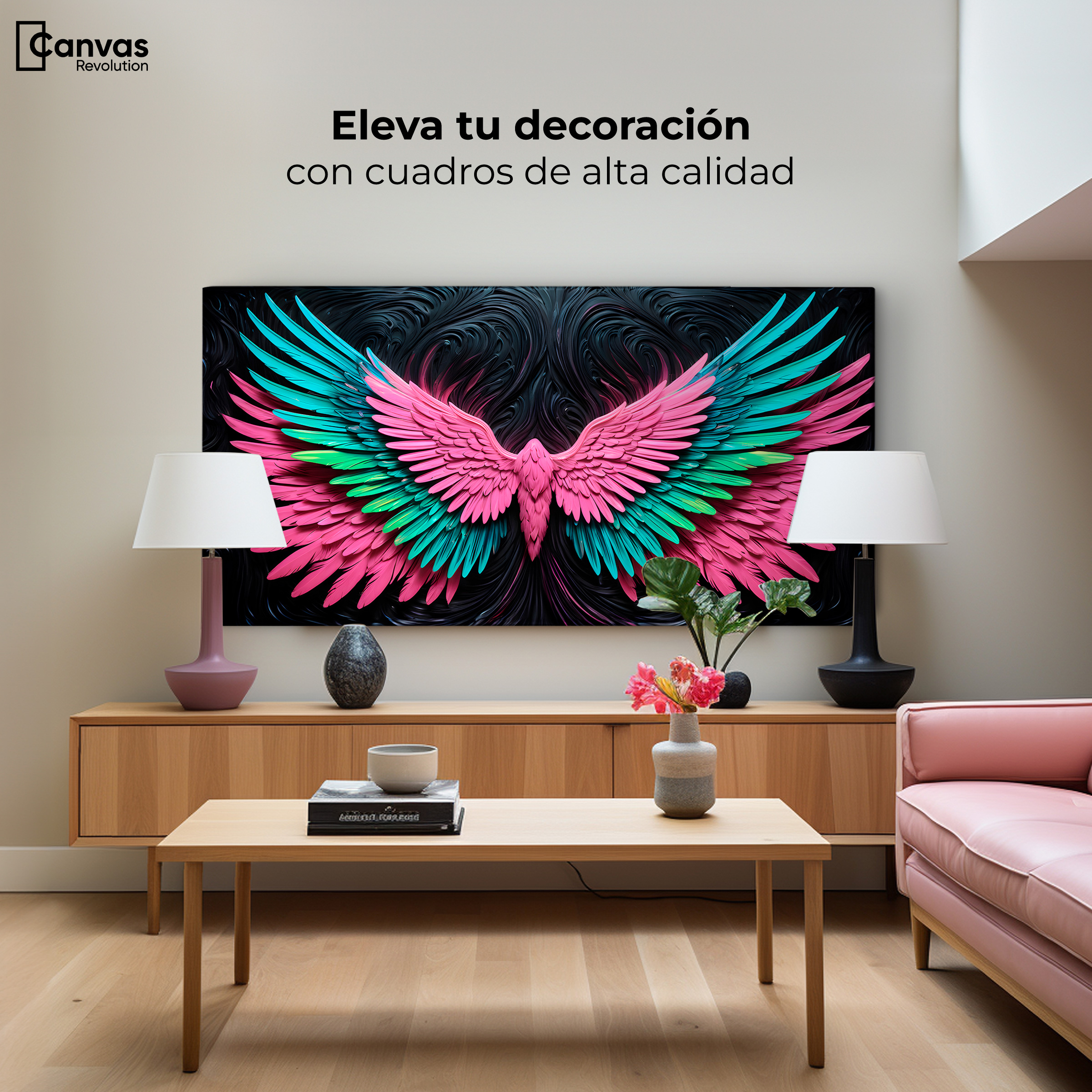Foto 4 pulgar | Cuadro Alas De Ángel Canvas Alas Luz Ángeles 120x60