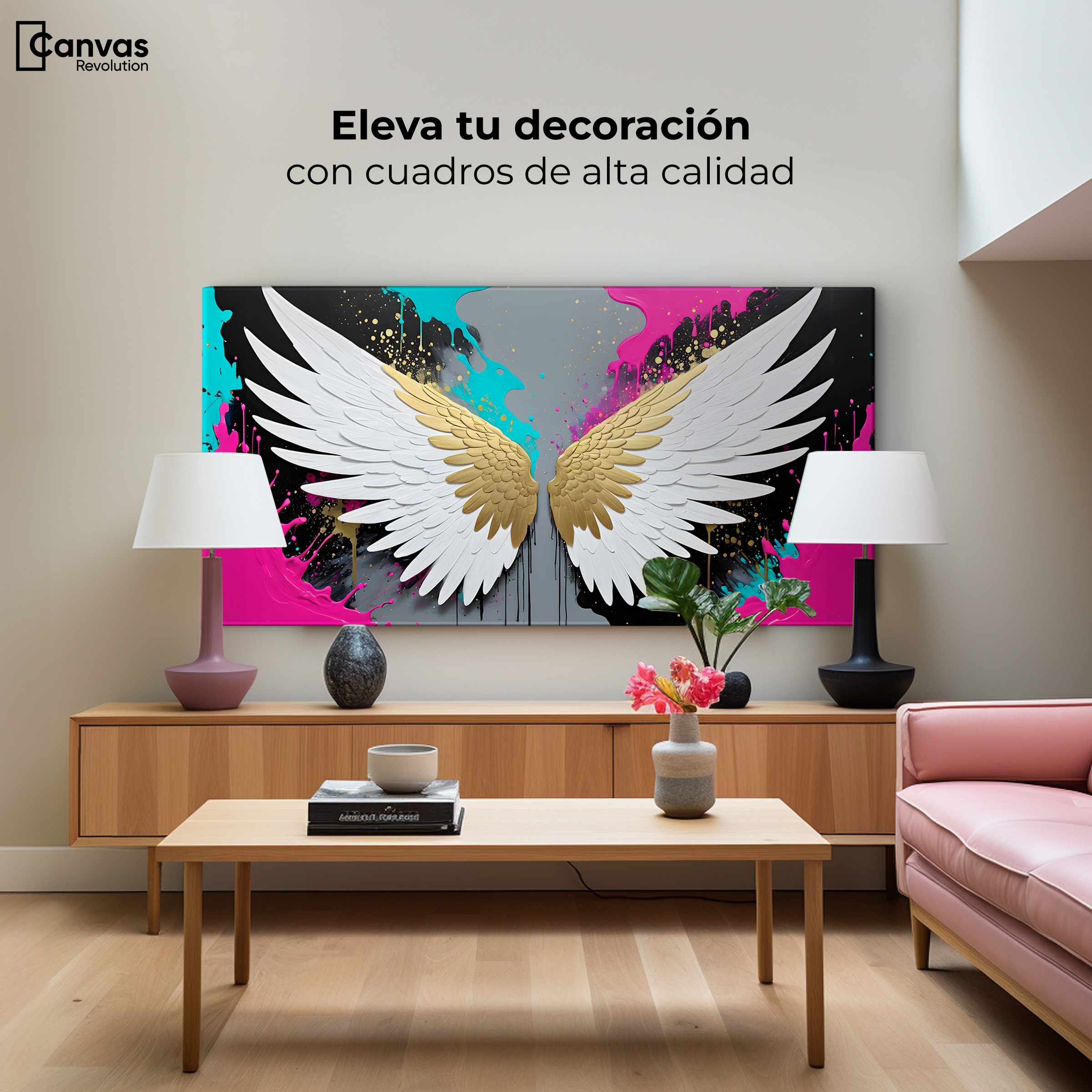 Foto 4 pulgar | Cuadro Alas De Ángel Canvas Ángel Protector 120x60