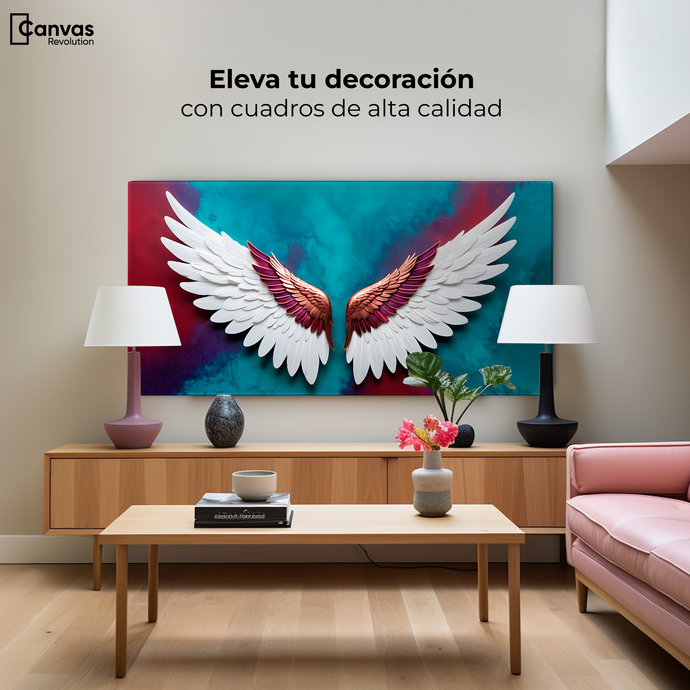 Foto 4 pulgar | Cuadro Alas De Ángel Canvas Alas Ángel Intenso 120x60