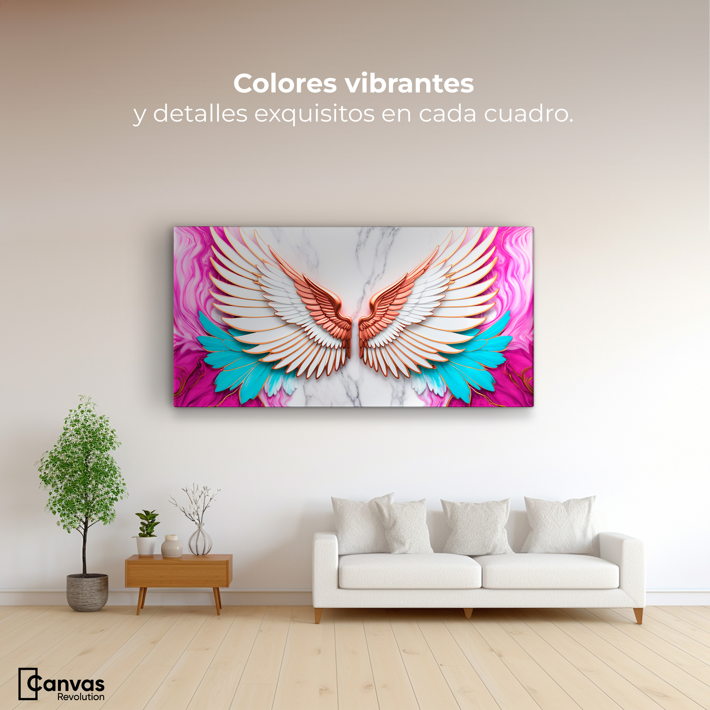 Foto 3 pulgar | Cuadro Alas De Ángel Canvas Ángel Vuelo Divino 120x60